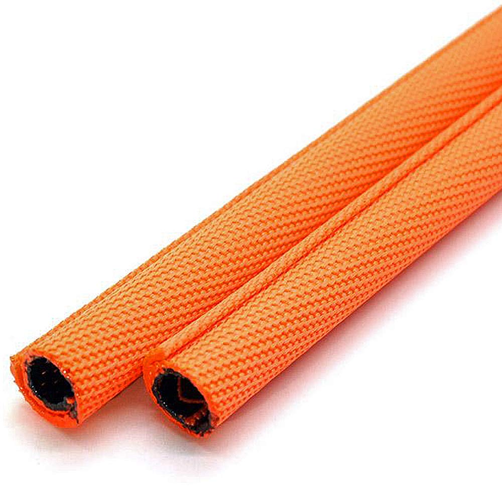Electriduct 1/2'' Double Layer Self Closing Braided Wrap Sleeve Cable Management   10 Feet   Orange