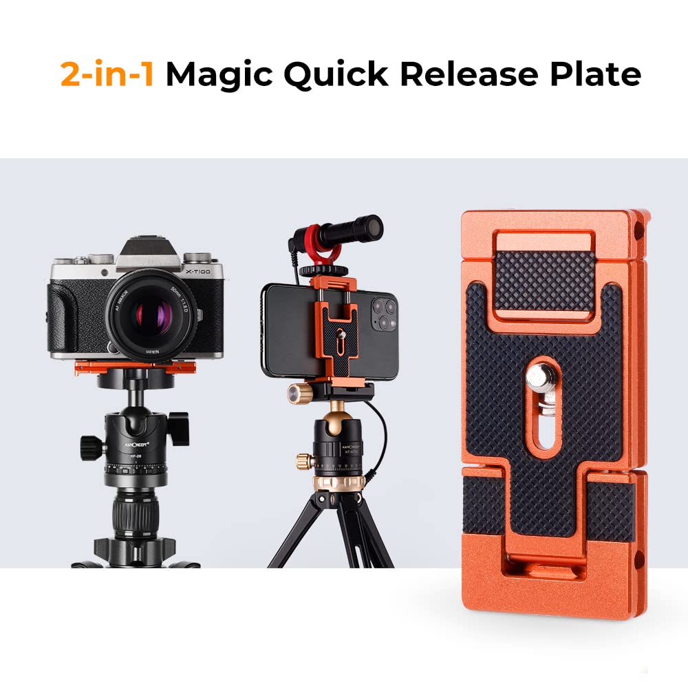 K&F Concept 68' Carbon Fiber Camera Tripod,Compact Tripods With Metal Ball Head,Quick Release Plate,Detachable Monopod 10Kg Load For Dslr Cellphone Tripods(Sa255C1) D255C4+Bh 28L