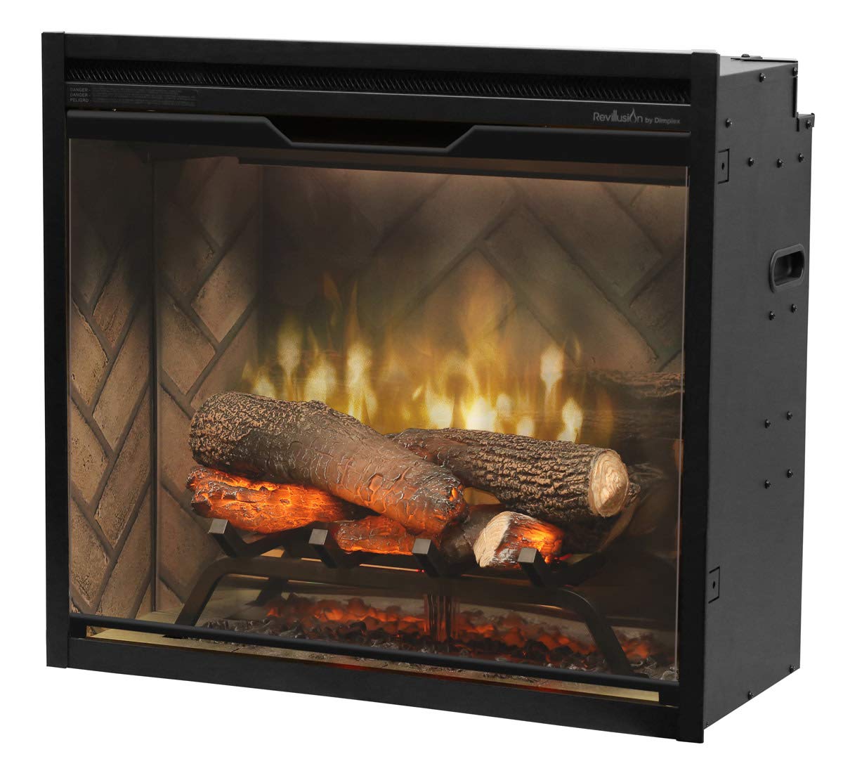 Dimplex Revillusion� 24 Inch Built In Electric Firebox   Herringbone Brick Background   Includes Realistic Faux Logset, Front Glass Panel, Firebox, And Plug Kit