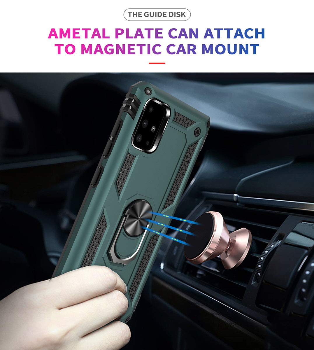 A71 4G Case,Addit Samsung Galaxy A71 4G Case [ Military Grade ] Shock Absorption Bumper Cover Anti Scratch Case With Ring Car Mo