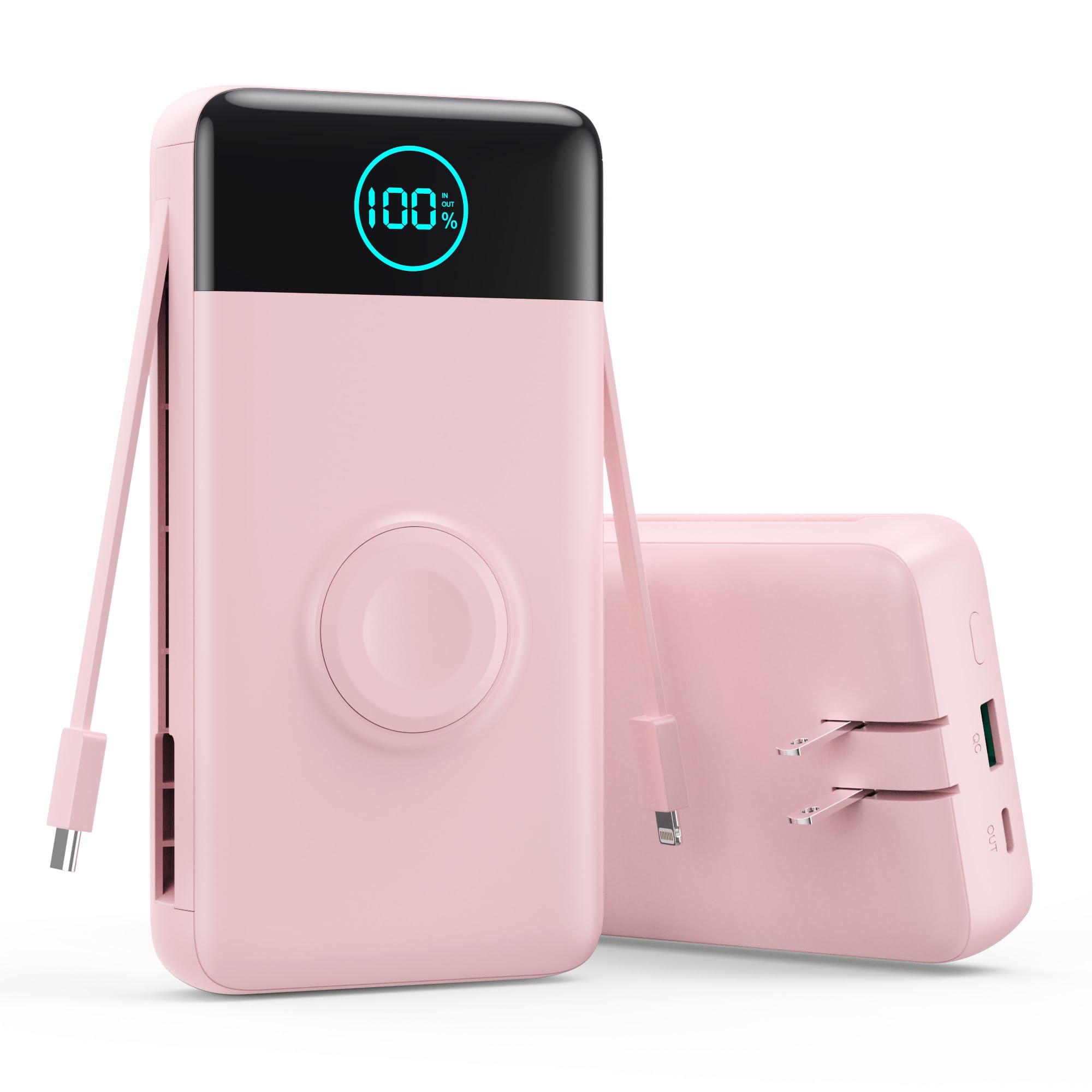 Portable Charger 40800Mah Power Bank With Built-In Cables,Wall Plug And Iwatch Charger,6-In-1 Qc4.0+25W Pd Usb C Fast Phone Char