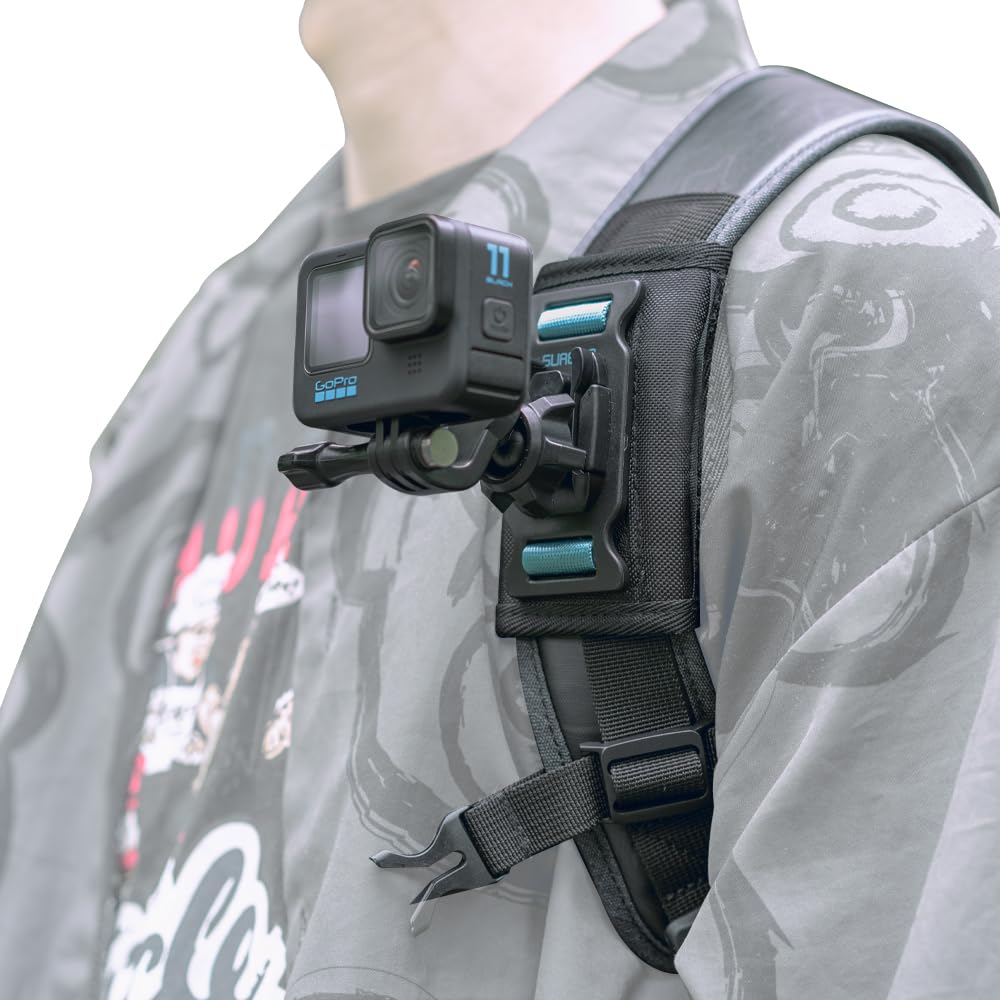Surewo Bag Backpack Shoulder Strap Mount With Universal Ball J Hook Compatible With Gopro Hero 13/12/11/10/9/8/7/(2018)/6/5 Black,Dji Osmo Action 5 Pro/4/3 And Most Action Cameras