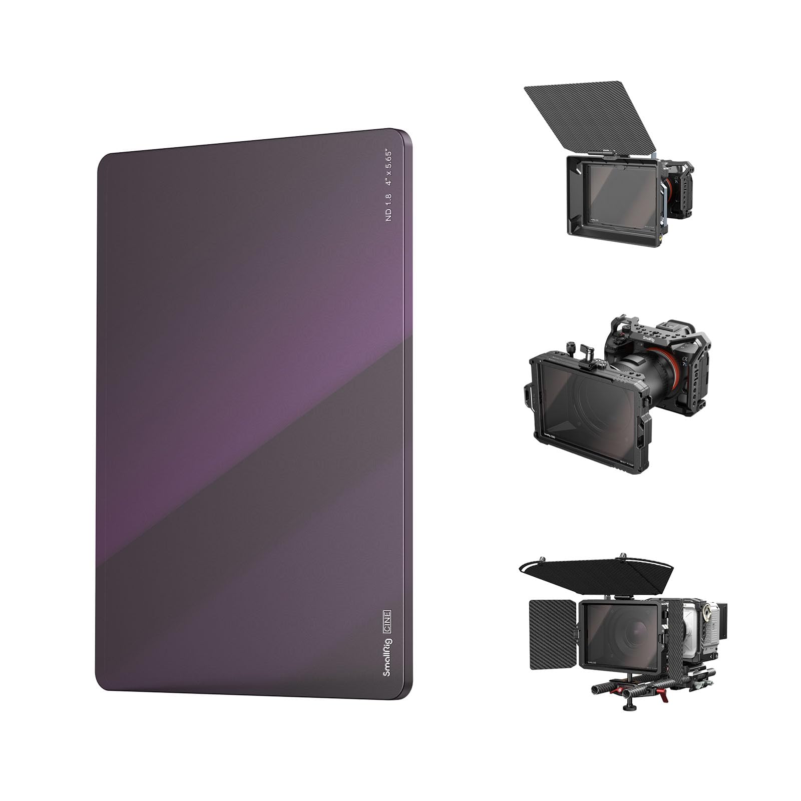 Smallrig 4 X 5.65 Nd 1.8 (6 Stop) Filter, Square Neutral Density Filter, 4Mm Thick Multi Layer Coated B270 Optical Glass, 1.56%