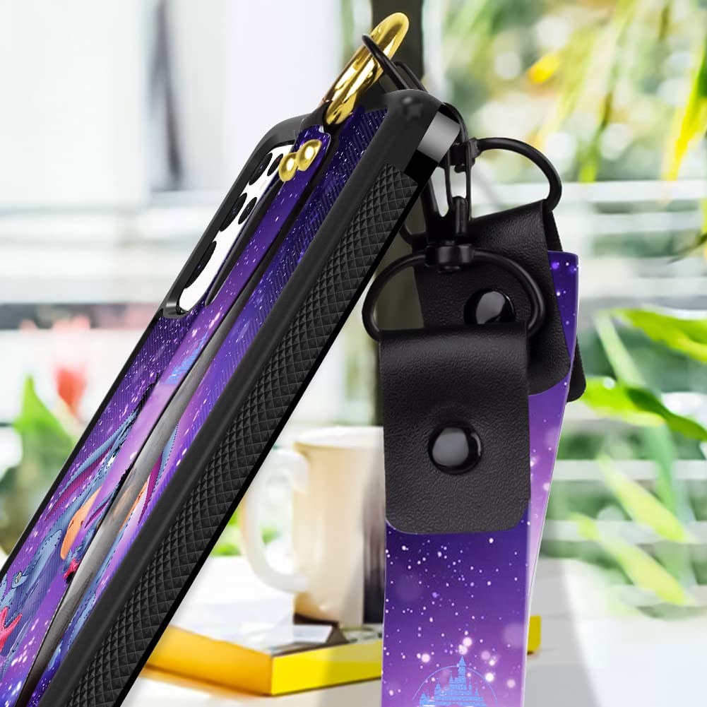 Cuwana Cartoon Case For Samsung Galaxy S23 Ultra Case (2023) Cute Purple Eeyore Cartoon Character Design With Lanyard Wrist Stra