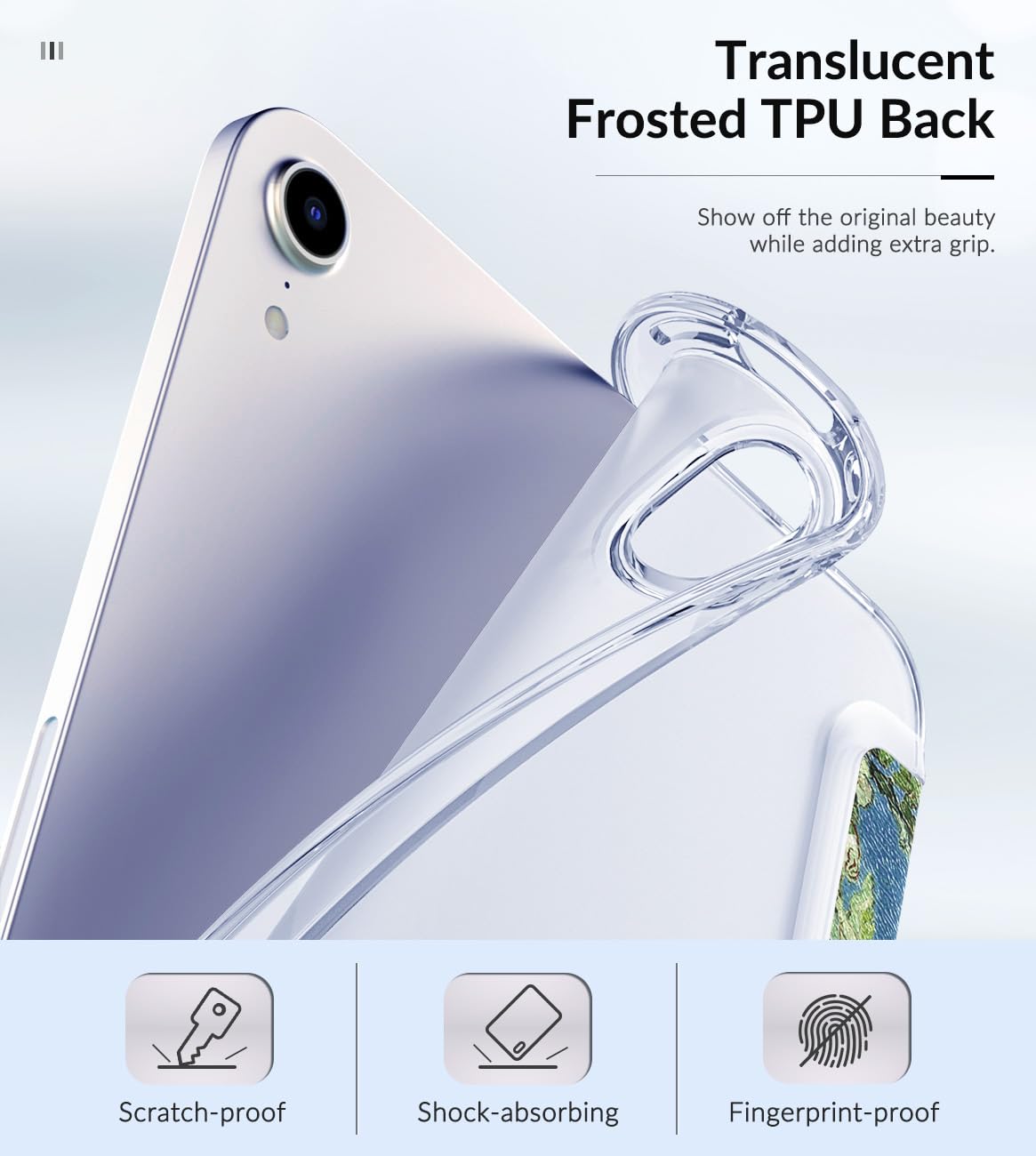 MoKo Case Fit New iPad Mini 7 (A17 Pro) 2024, iPad Mini 6th Generation Case 2021 (8.3 inch), iPad Mini 6 Case, Soft TPU Translucent Frosted Back Cover Case for iPad Mini 7th, Apricot Blossom