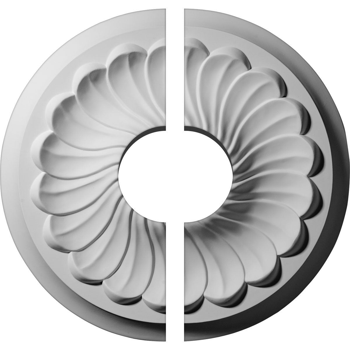 Ekena Millwork Cm12Fl2 03500 Flower Spiral Ceiling Medallion, 12 1/4''Od X 3 1/2''Id X 2 1/4''P, Factory Primed