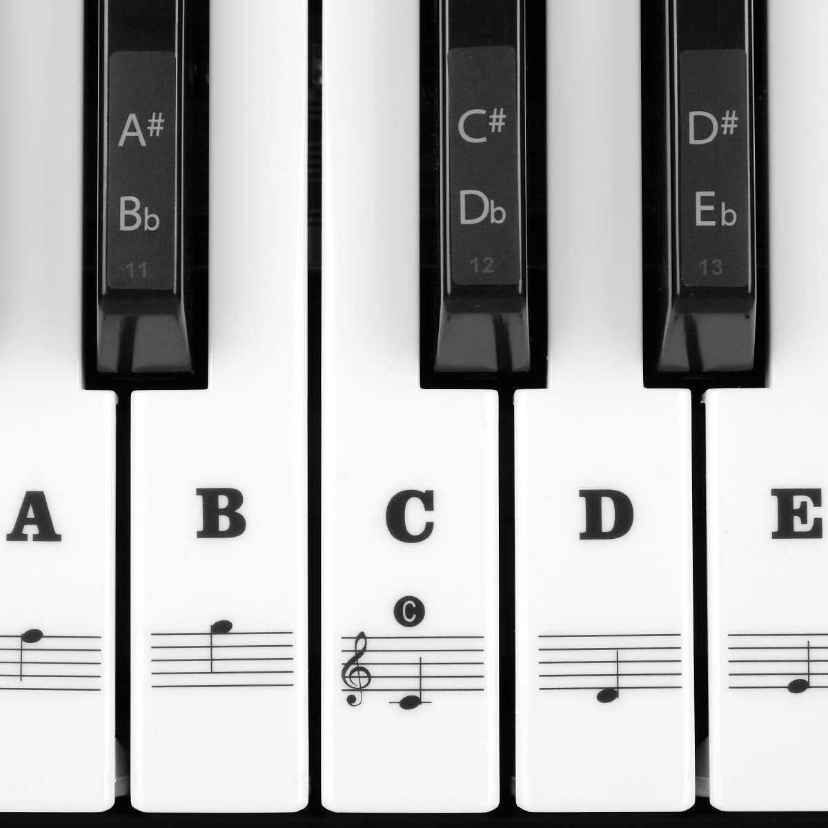 Piano Stickers for Keys, Eison Full Set Piano Keyboard Stickers for 88/61/54/49/37 Keys Removable with Numbers, Leaves No Residu