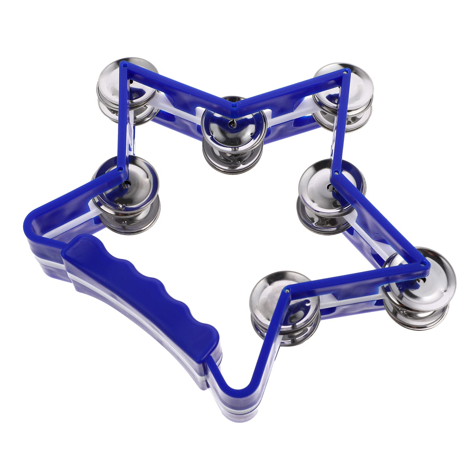 HEALLILY Blue Star Shaped Tambourine Blue Star Hand Held Percussion Double Row Metal Jingles Generic Tambourine Musical Tambouri