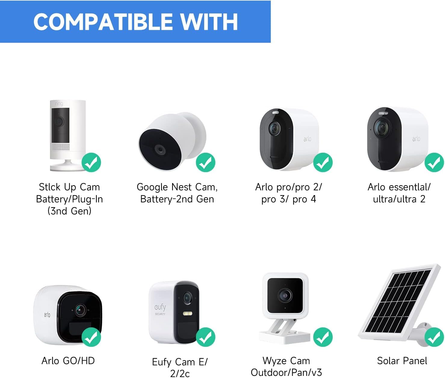 Olaike Smart Home Adjustable Indoor/Outdoor Metal Wall Mount (2 Pack) For Ring Stick Up Cam Wired/Battery & Indoor Cam, Eufy Cam