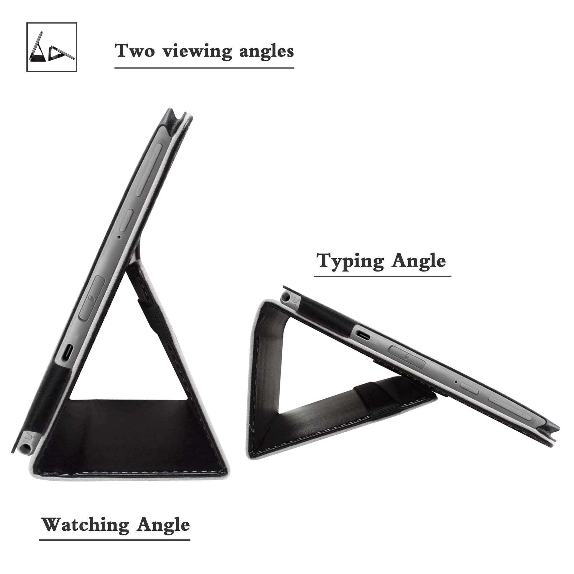 Bige 10.1 Inch Tablet Case (2022) For Onn, Pu Leather Folio Stand Cover, Black