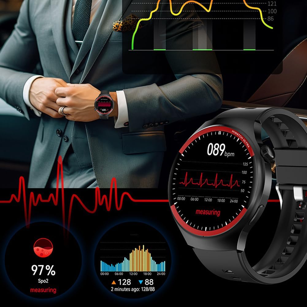 Qatteeey Smart Watch,Newly Upgraded Smart Watch 24-Hour Health Management,Bluetooth Sports Heart Rate Monitor Led Watch (Gold)