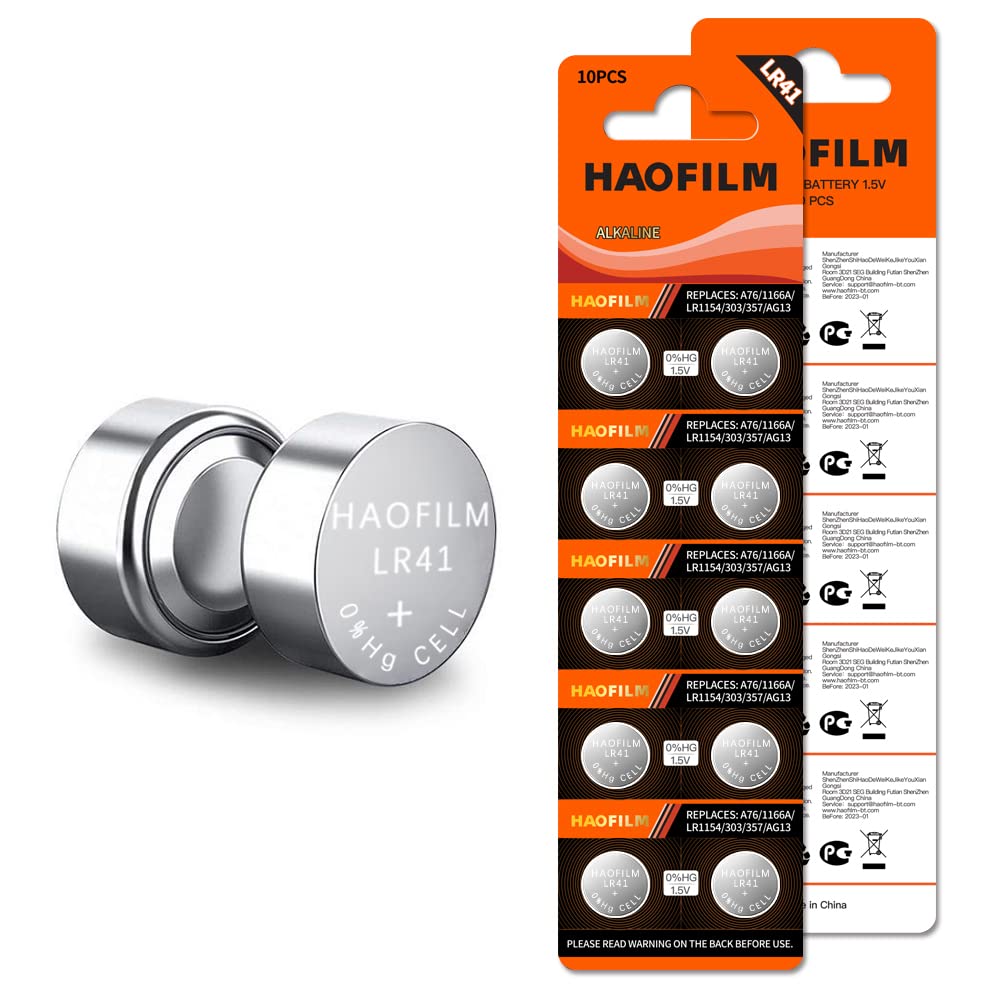 Haofilm Lr41 Ag3 392 384 192 Advanced Alkaline Battery, 1.5V Round Coin Cell Battery (Pack Of 200