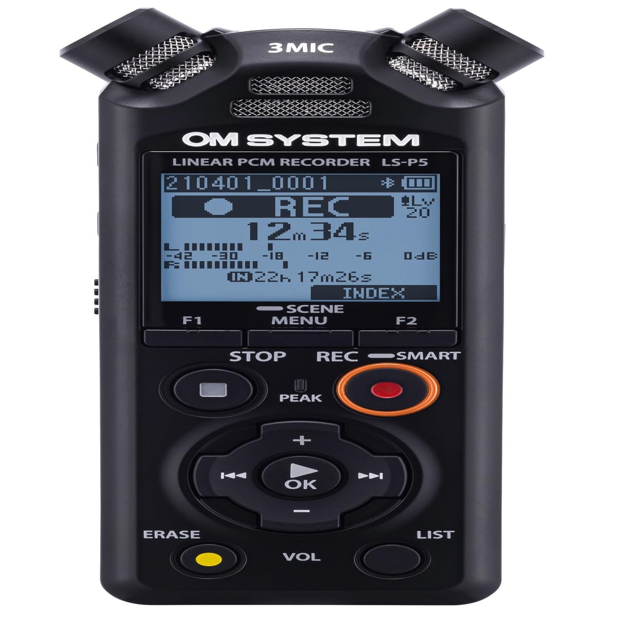 Olympus Ls P5 Linear Pcm Recorder With Noise Cancellation, Up To 37 Hours Battery Life And 20000Hz Frequency Response