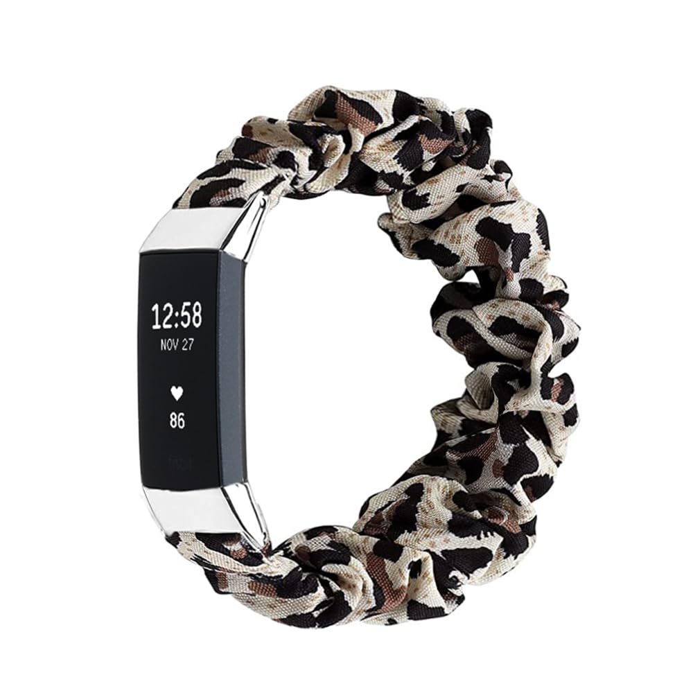 Scrunchie Bands Compatible with Fitbit Charge 3/4/4 SE for Women Girl Elastic Nylon Adjustable Scrunchy Replacement Fabric Strap