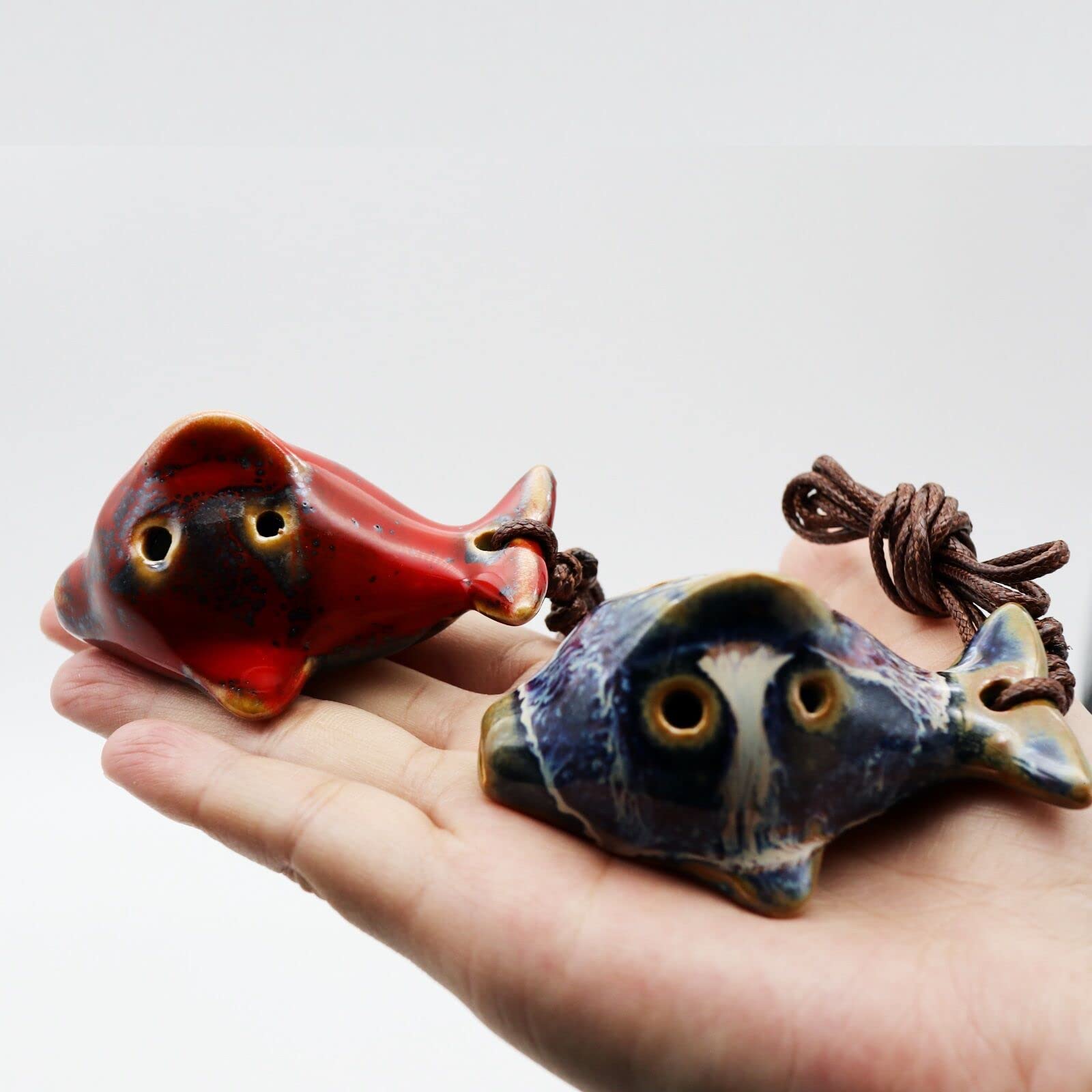 6 Hole Ocarina Fish Shaped Ocarina Alto C Ceramic Ocarinas Instrument C Key Pack Of 2 Red And Blue Ceramic Ocarina Decor