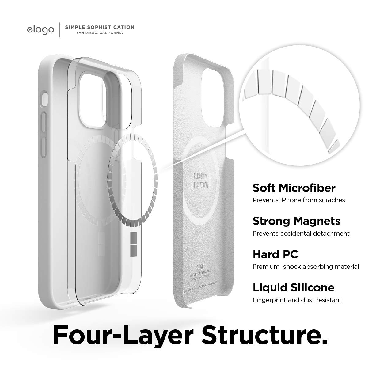 Elago Magnetic Silicone Case Compatible With Iphone 12 & Iphone 12 Pro 6.1 Inch - Built-In Magsafe Magnets Compatible With Magsa