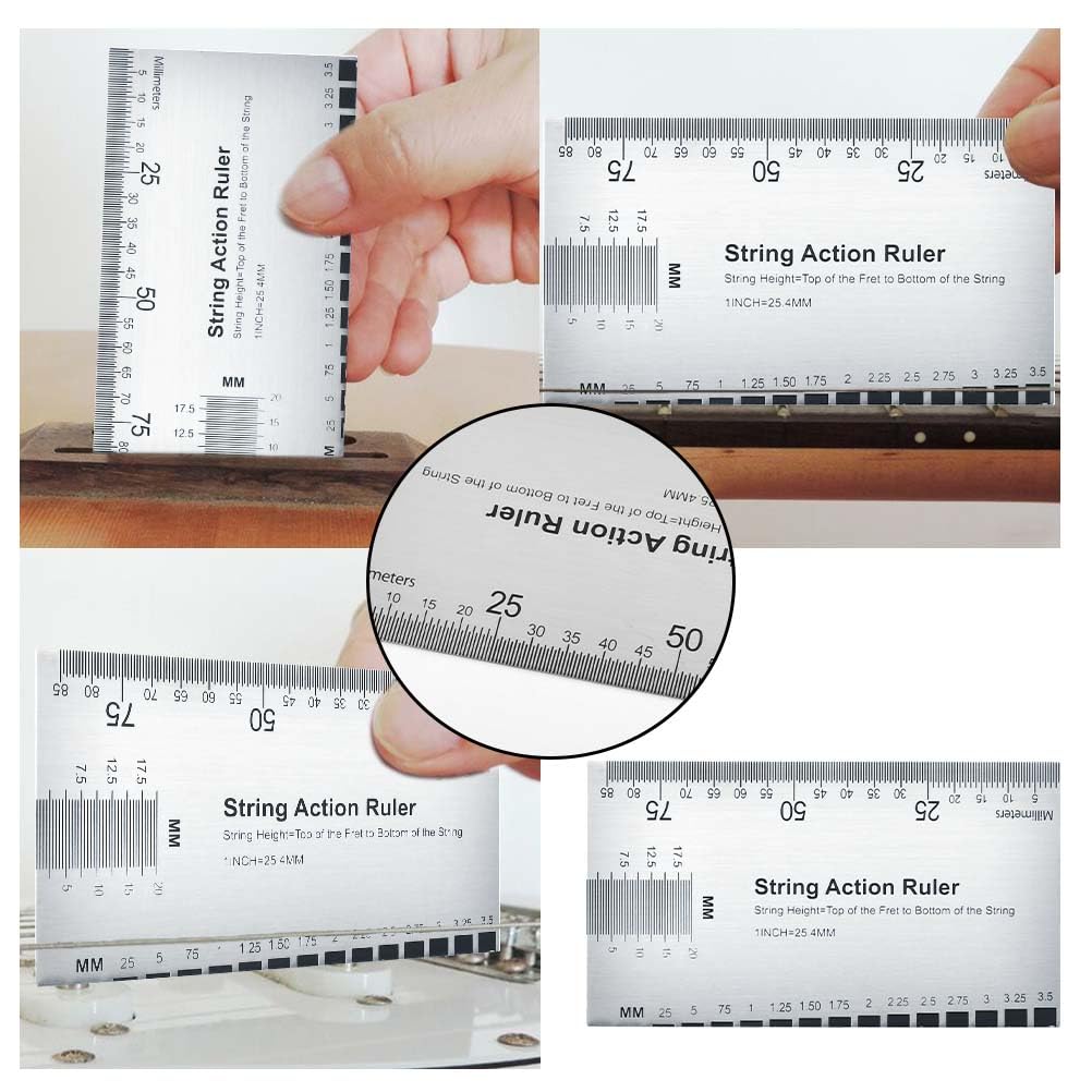 Timesetl 14Pcs Guitar Luthier Tools Set Including Understring Guitar Radius Gauge, String Action Ruler Gauge, Guitar Notched Rad