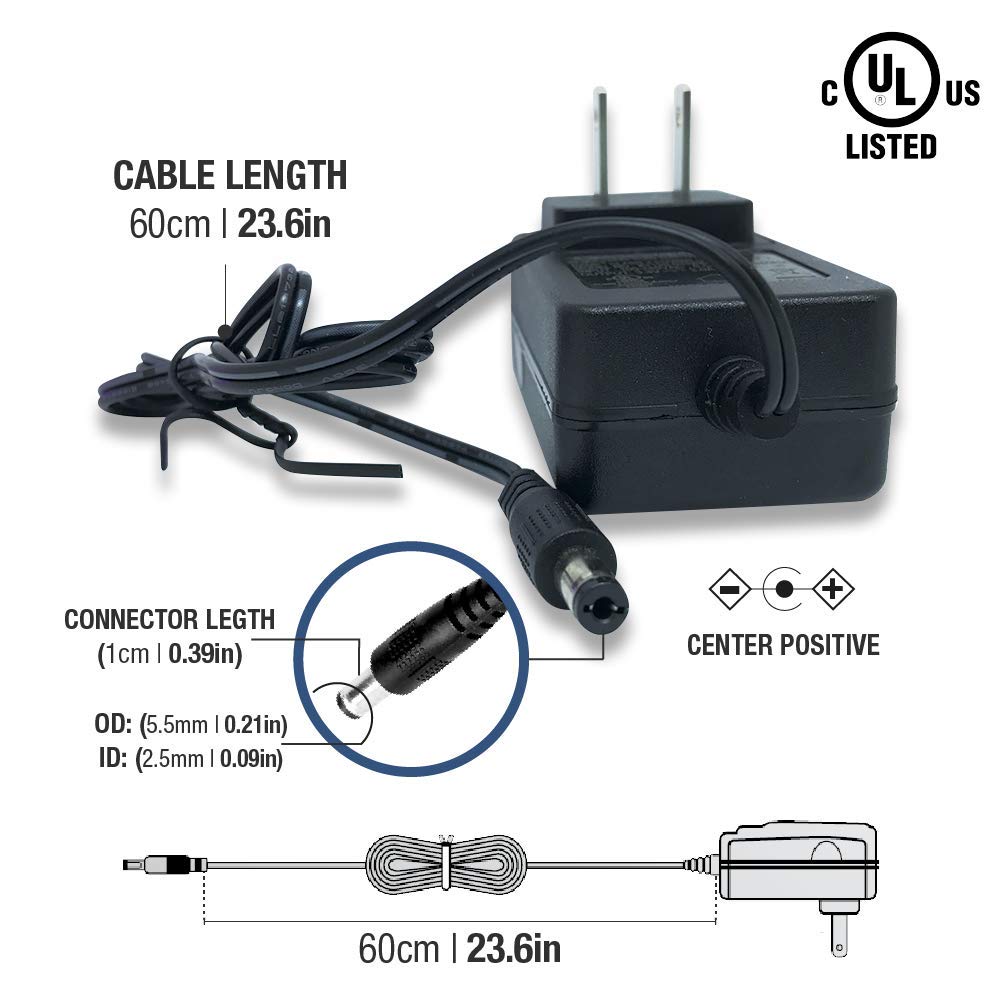 Demasled   Power Supply Dc 3.3V 2A 6.6W Plug Type A: (Id 2.1Mm | Od 5.5Mm). For Led Lights Strips, Breadboards, Toys, Blink Came