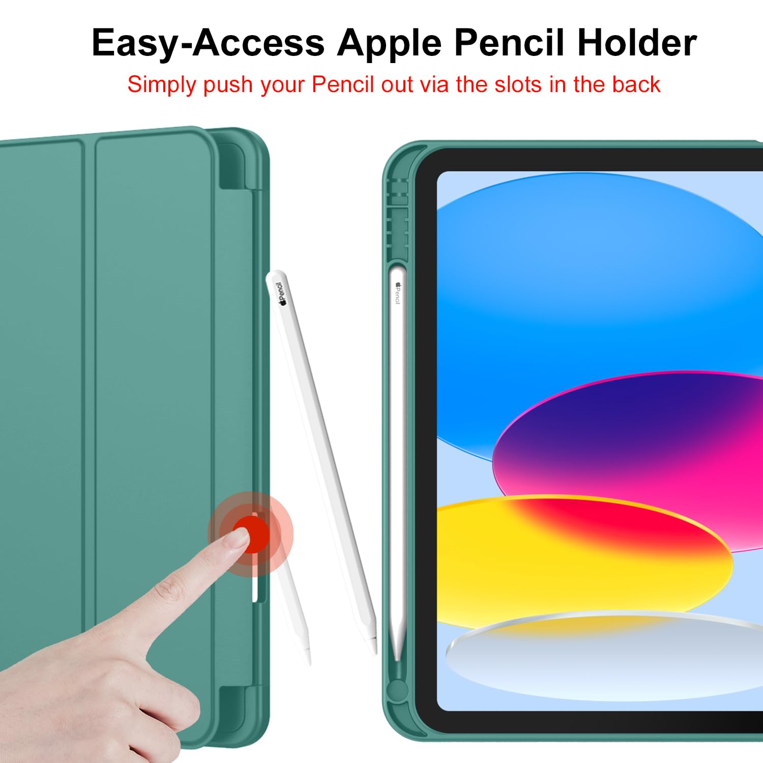 Imieet New Ipad (A16) 11Th Generation Case 11 Inch 2025, Ipad 10Th Generation Case 2022 10.9 Inch With Pencil Holder, Trifold Stand Smart Cover With Soft Tpu Back,Auto Wake/Sleep(Forest Green)