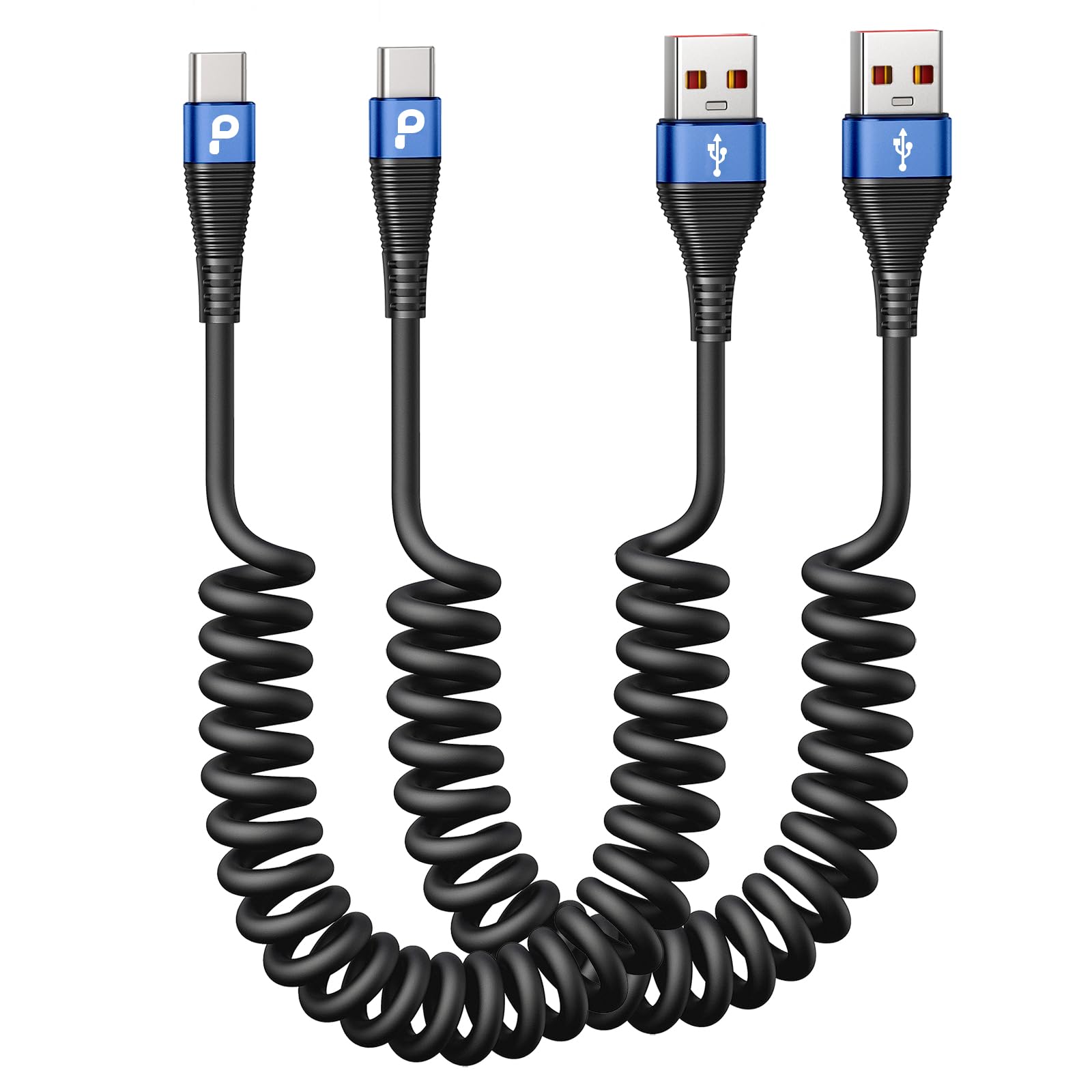 Usb C Cable 3Ft 2Pack Coiled Usb A To Usb C Charge Cord For Car, Usb C Charging Cable Compatible With Samsung Galaxy S20 S10 S9 