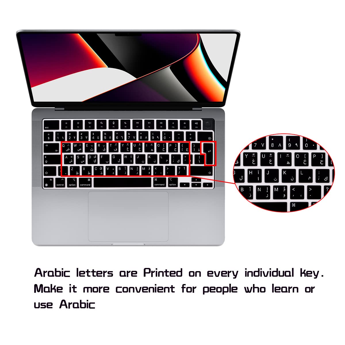 Hrh Arabic Language Silicone Keyboard Cover For Macbook Air 15 M3 A3114 M2 A2941/Air 13.6 M3 A3113 M2 A2681/Pro 14 M3 M2 M1 A291