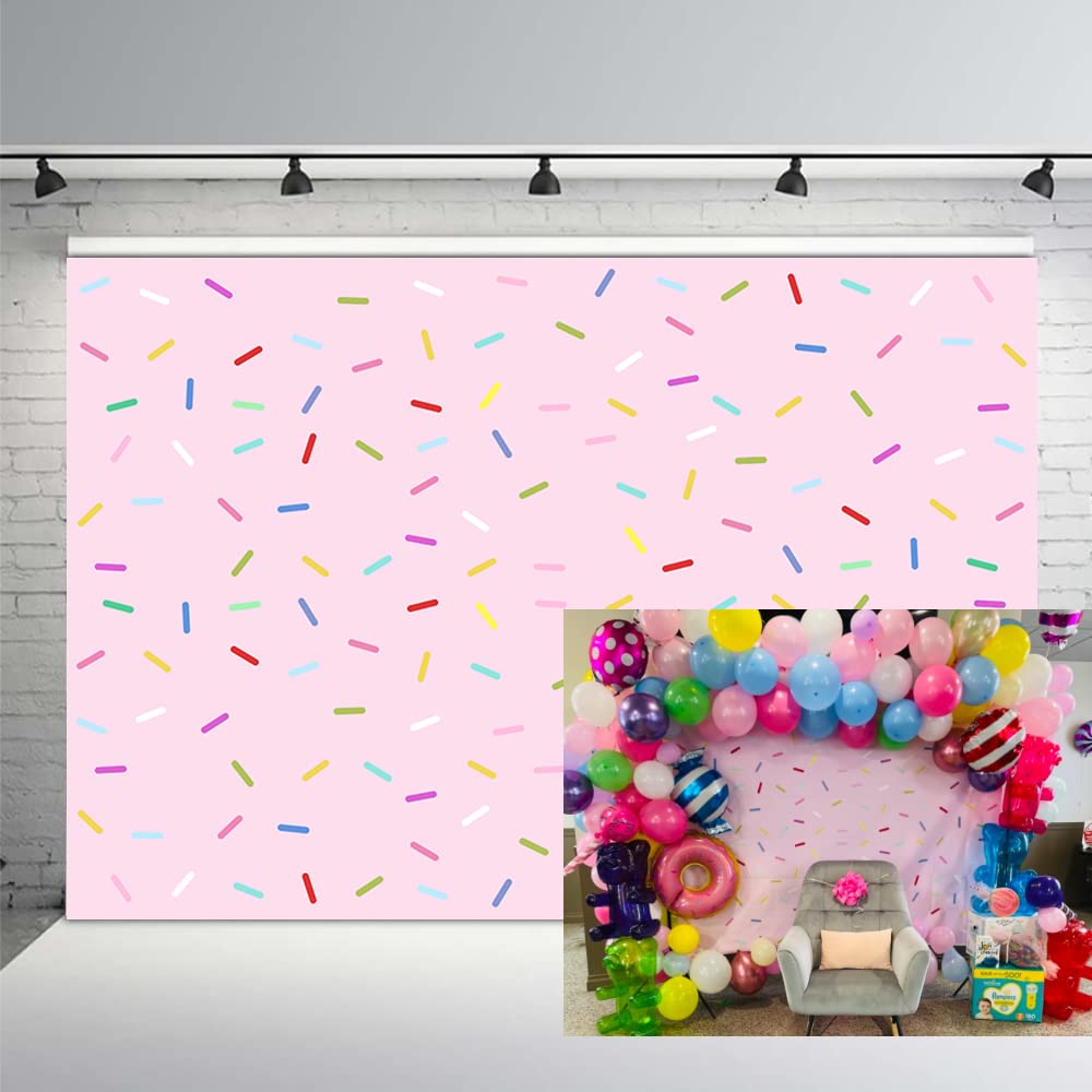 Mehofond Donut Birthday Party Decoration Pink Girl Baby Shower Banner Photo Studio Background Sprinkles Donut Grow Up Confetti P