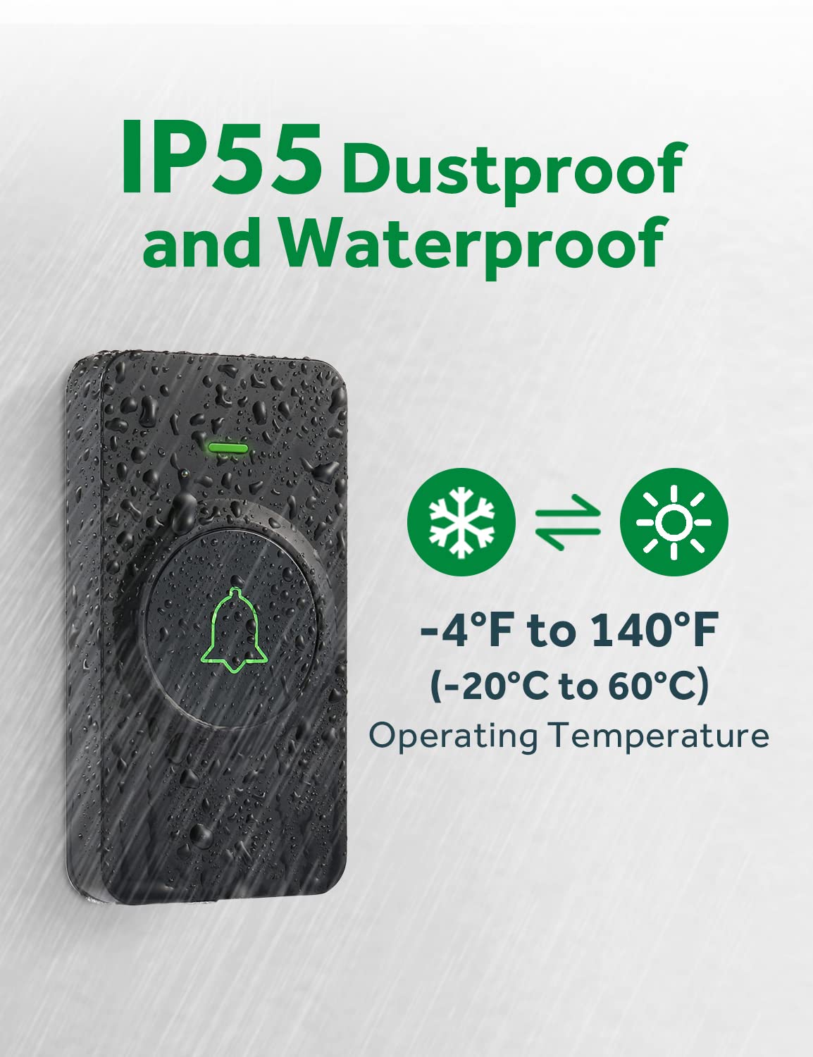 Avantek Wireless Door Bell, Mini Cb 11 Waterproof Doorbell Chime Operating At 1000 Feet With 52 Melodies, 5 Volume Levels & Led