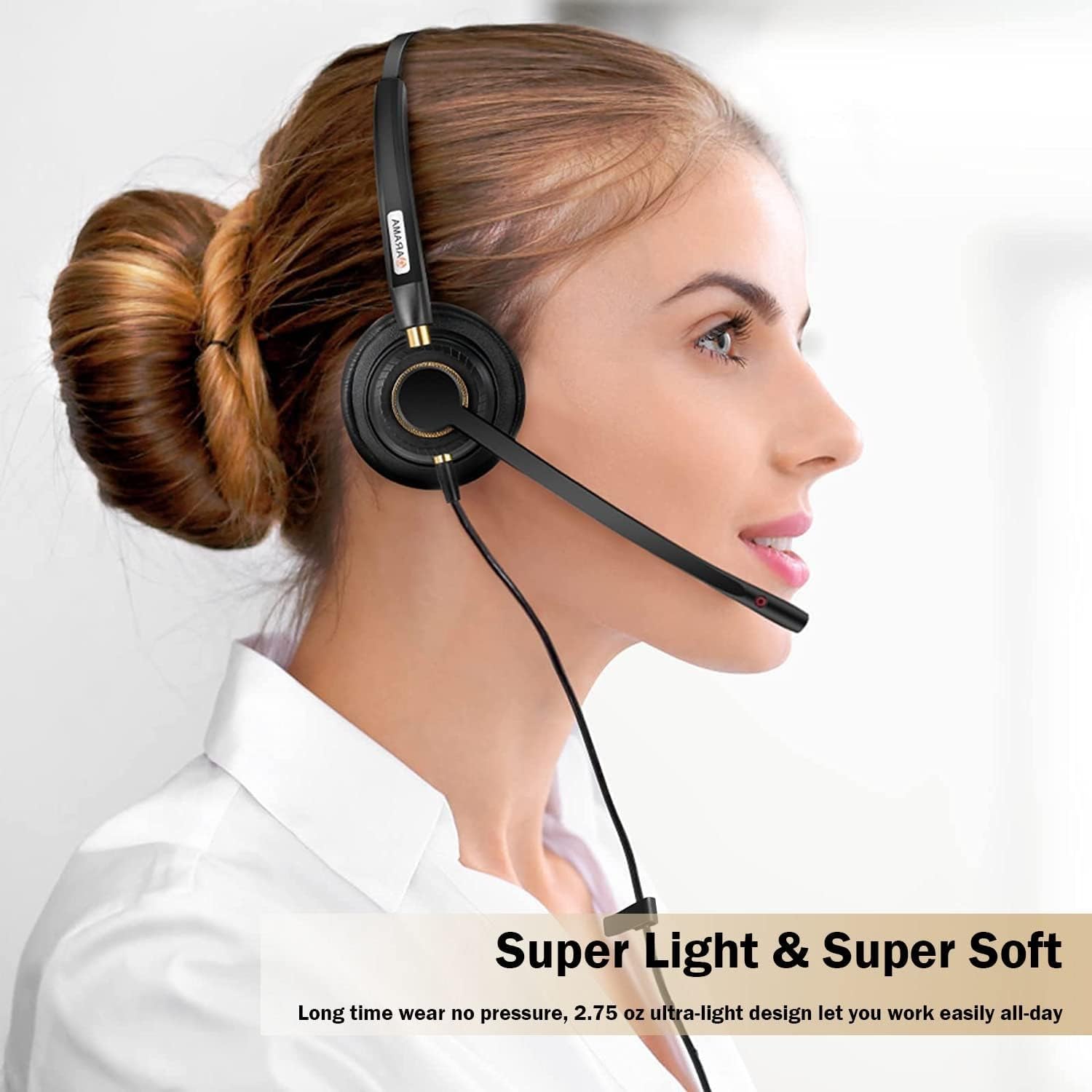 Cell Phone Headset W/Lightweight Secure Fit Headband, Pro Noise Canceling Mic And In Line Controls 3.5Mm Headset For Iphone, Sam