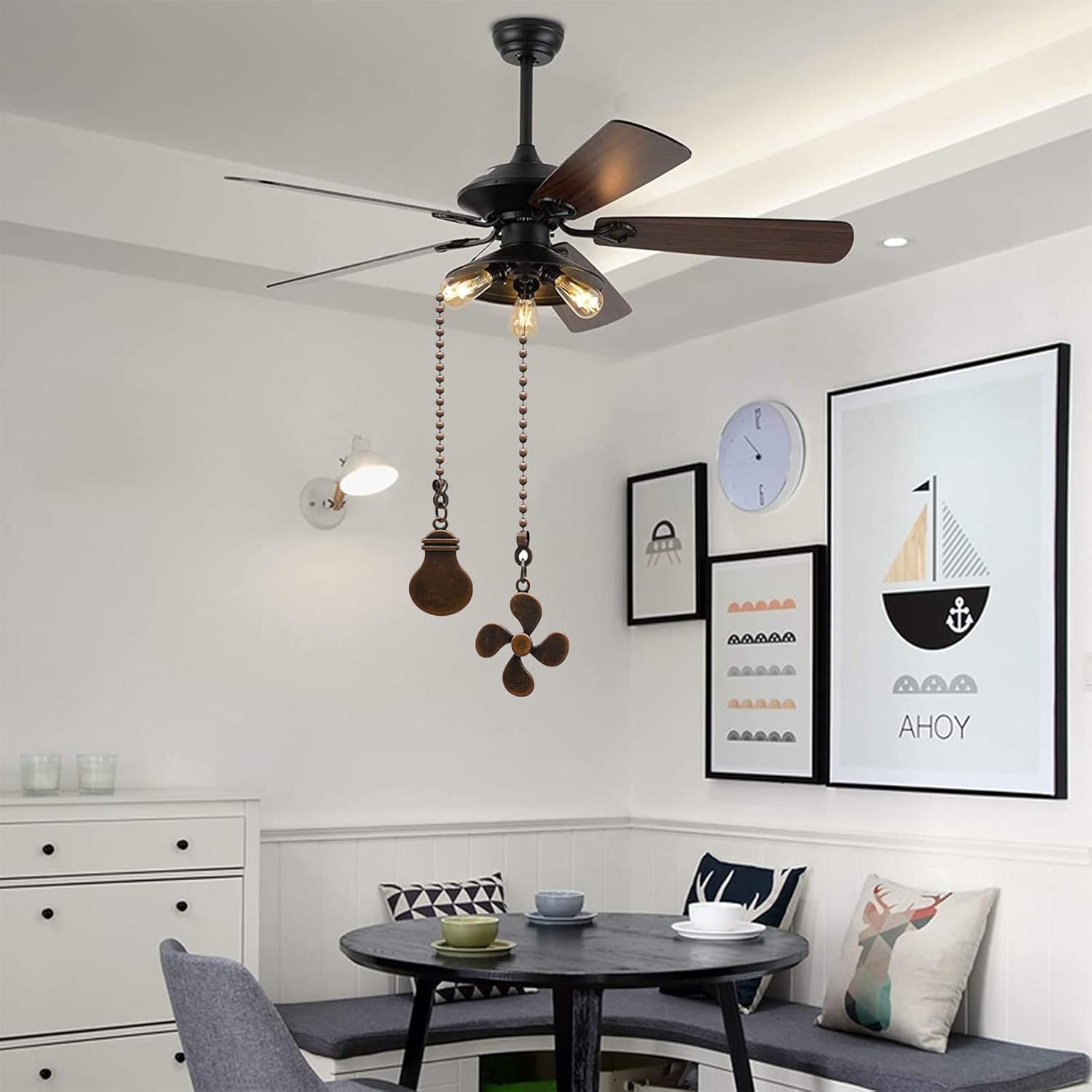 Sur Ciel 2Pcs Ceiling Fan Pull Chain, Ceiling Fan Pull Chain Extension, Fan Cord Extension Chain, Ceiling Fan Pulls, Pull Chains