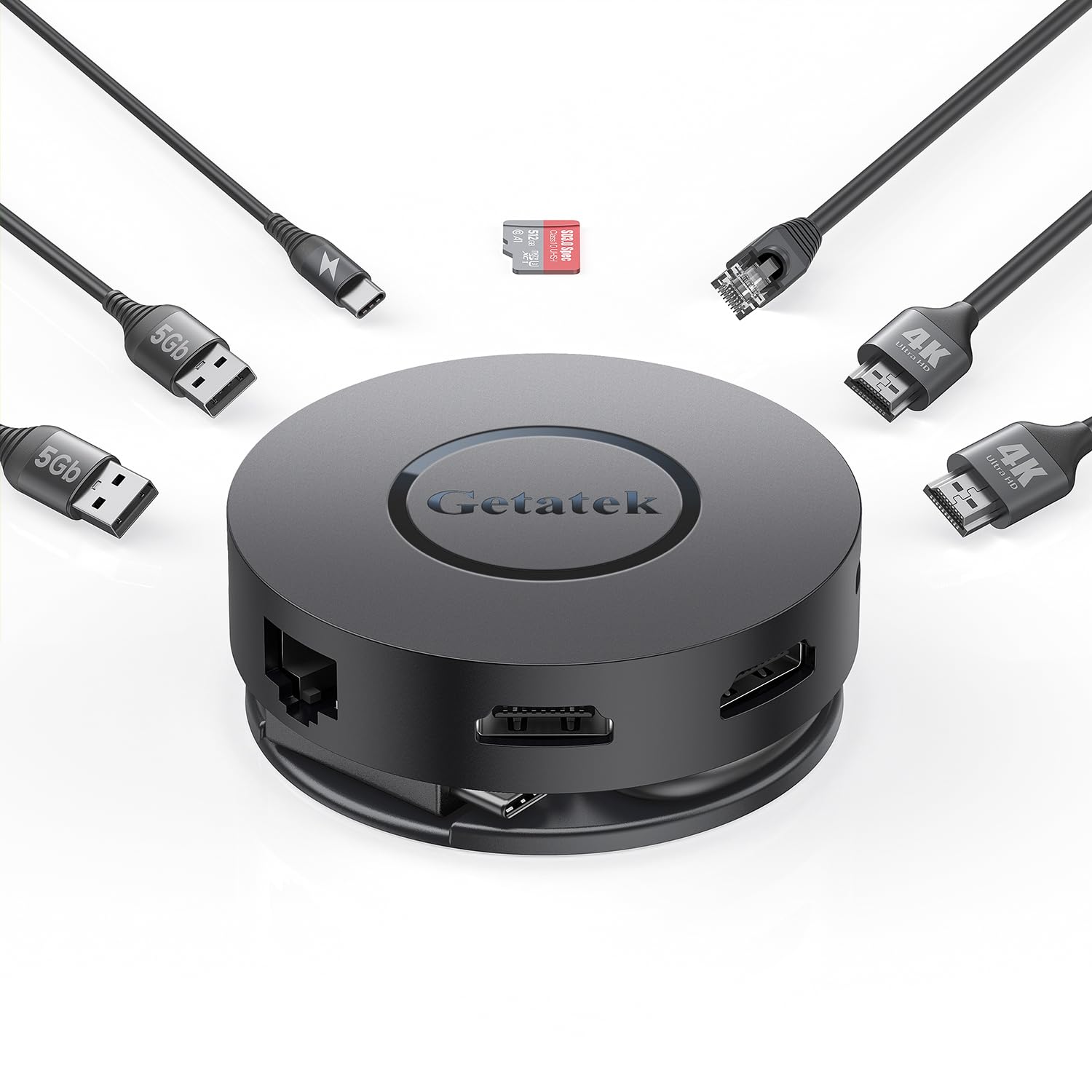 7 Ports Usb C Multiport Adapter, Usb C Laptop Docking Station With 2 4K Hdmi, 100W Pd, Micro Sd Card Reader, 2*Usb 3.0, Gigabit