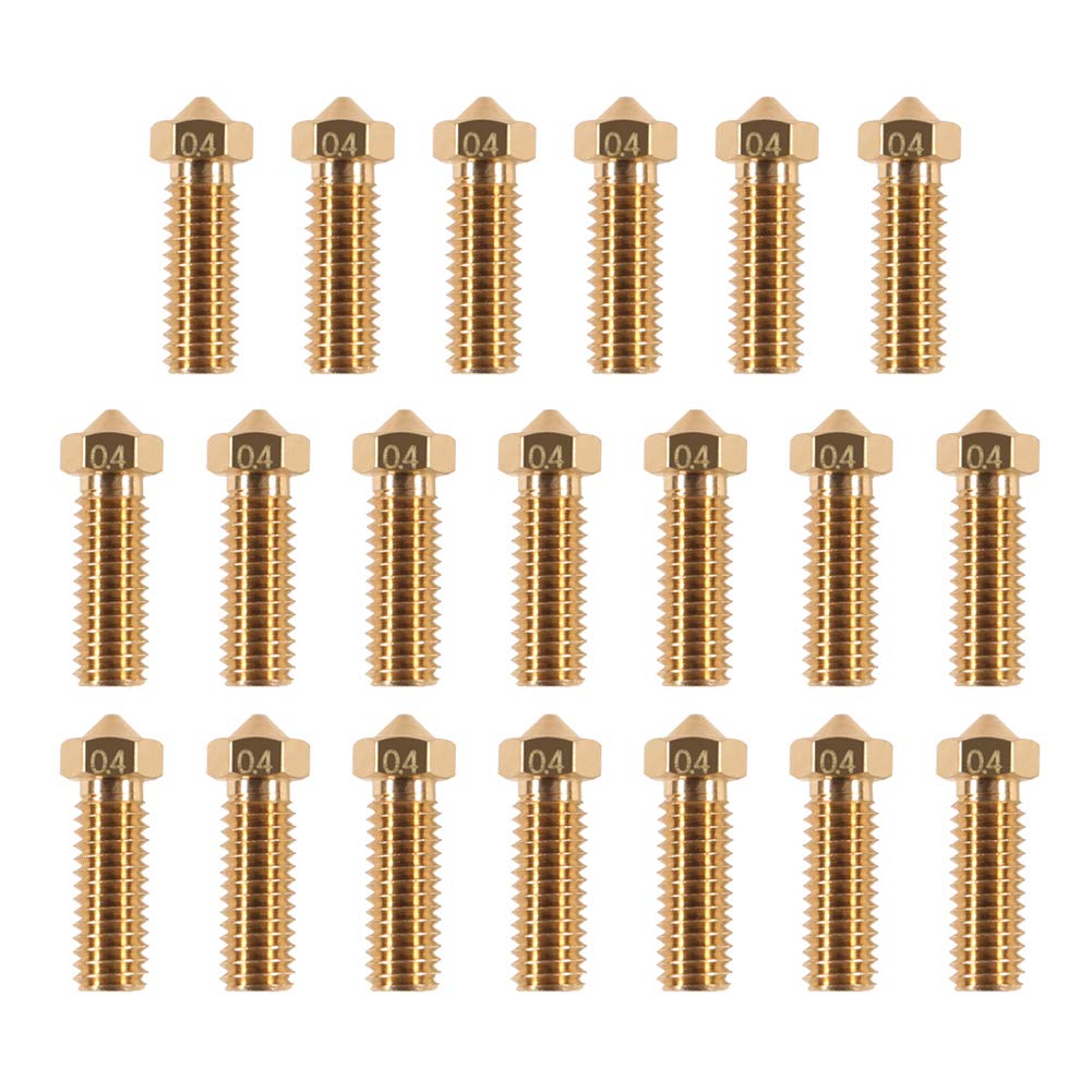 20Pcs 3D Brass Volcano Nozzle M6 Thread Nozzles 0.4Mm M6 Printed Head For 1.75Mm Filament 3D Printer Parts Volcano Heater Block