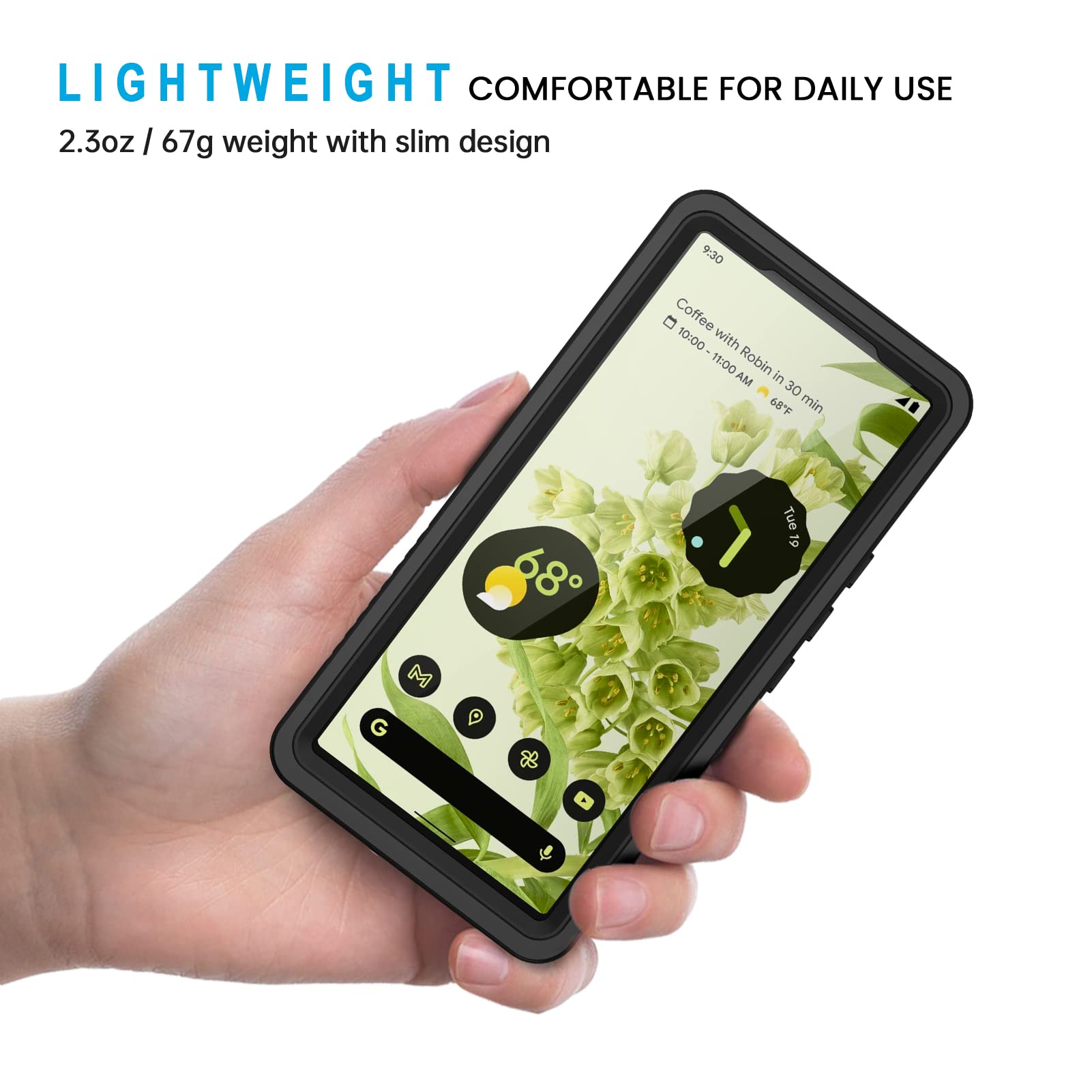 Lanhiem Pixel 6 Case, Ip68 Waterproof Dustproof Case With Built In Screen Protector, Rugged Full Body Shockproof Phone Cover For