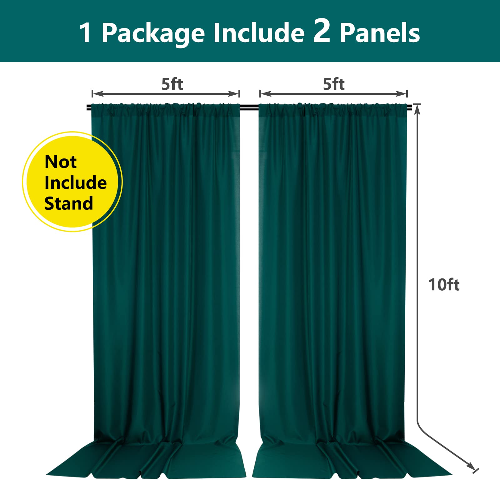 Mysky Home 10Ft X 10Ft Curtains Hunter Green Backdrop Curtains For Parties Wedding Curtains Stage Curtains Rod Pocket Sliding Dr