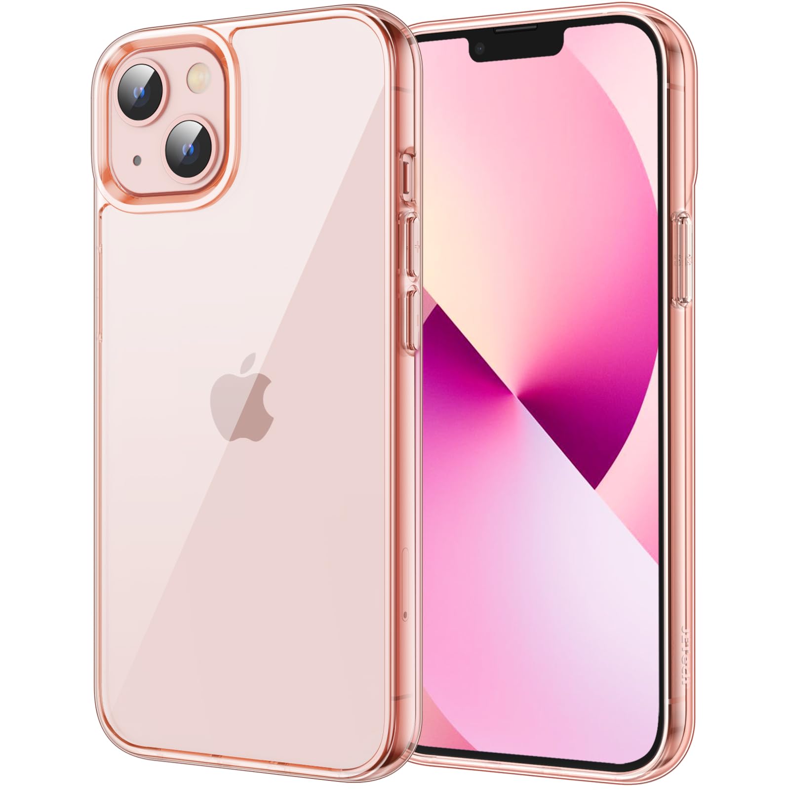 Jetech Case For Iphone 13 6.1 Inch, Non Yellowing Shockproof Phone Bumper Cover, Anti Scratch Clear Back (Rose Gold)