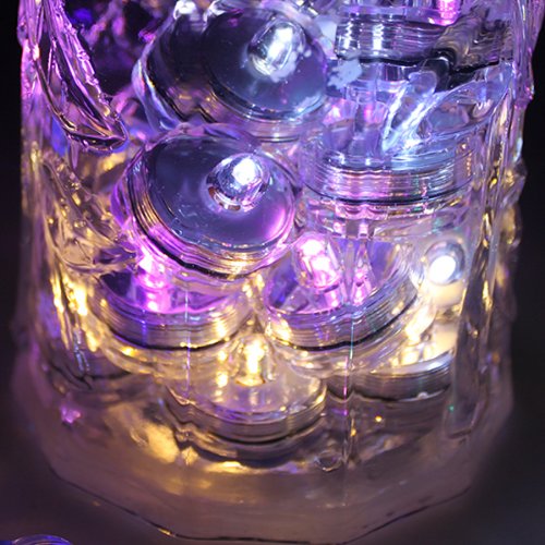 Jytrend Bright Led Floral Tea Light Vase Submersible Lights For Party Wedding (White, 30 Pack)