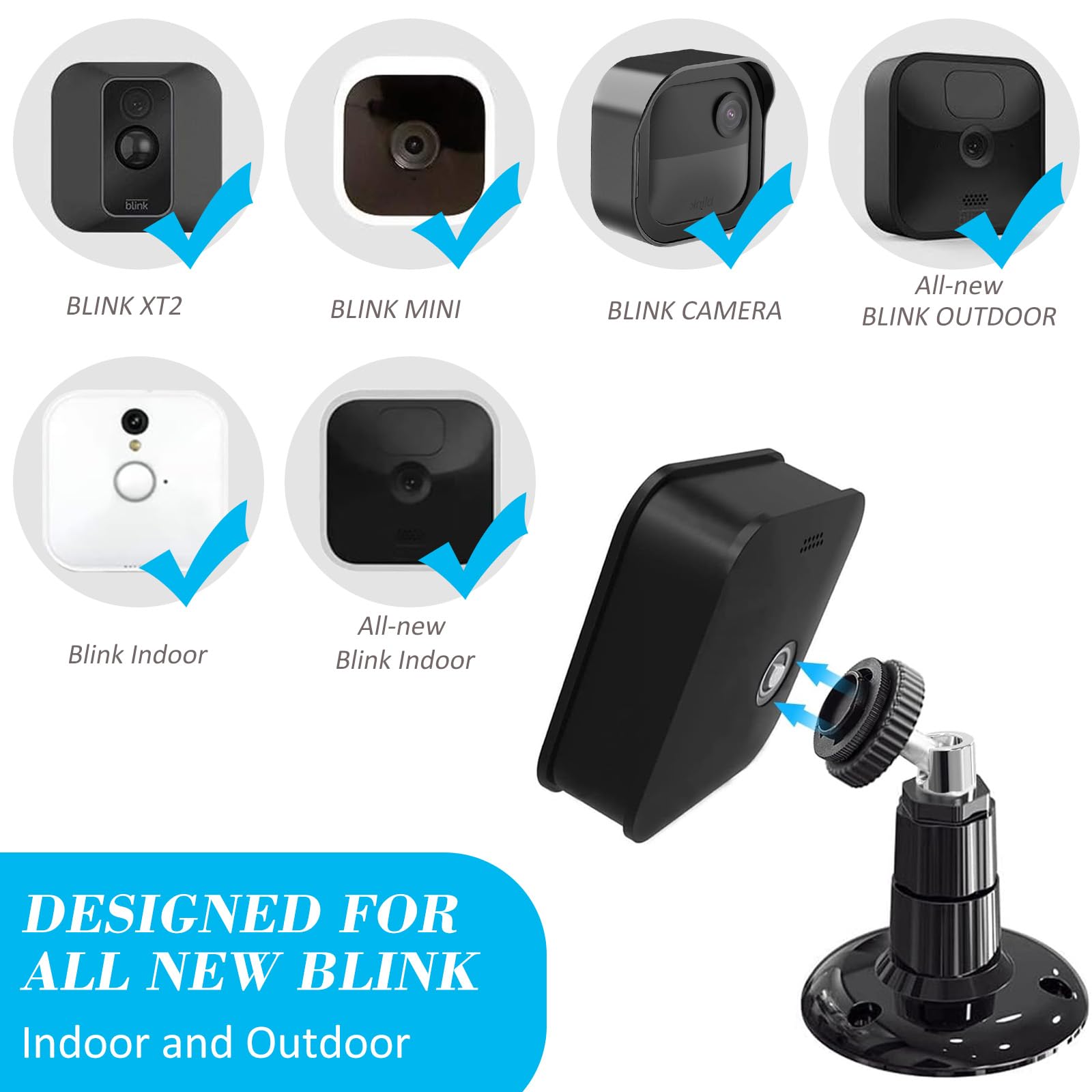 Ragnaros 3Pcs Wall Mount Bracket For Blink Outdoor 3Rd & 4Th Gen, 360 Degree Adjustable Strong Adhesive Mount, 2 Ways Installati