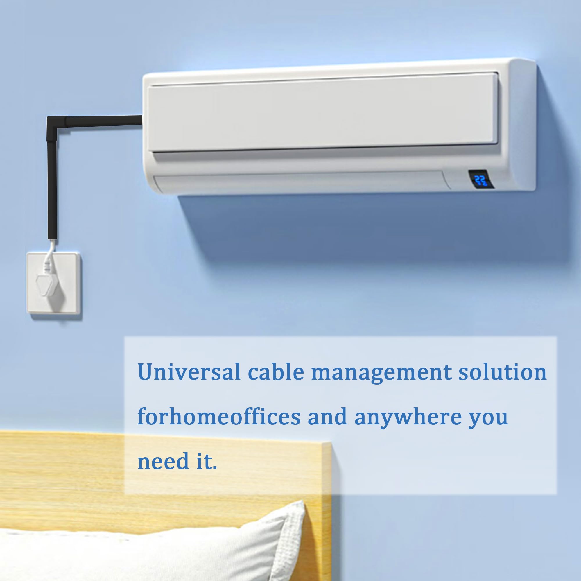 Small Cable Concealer   One Cord Channel Cable Management System   Compact Cord Cover For Home And Office, 8 Pack 125 Inch, Blac