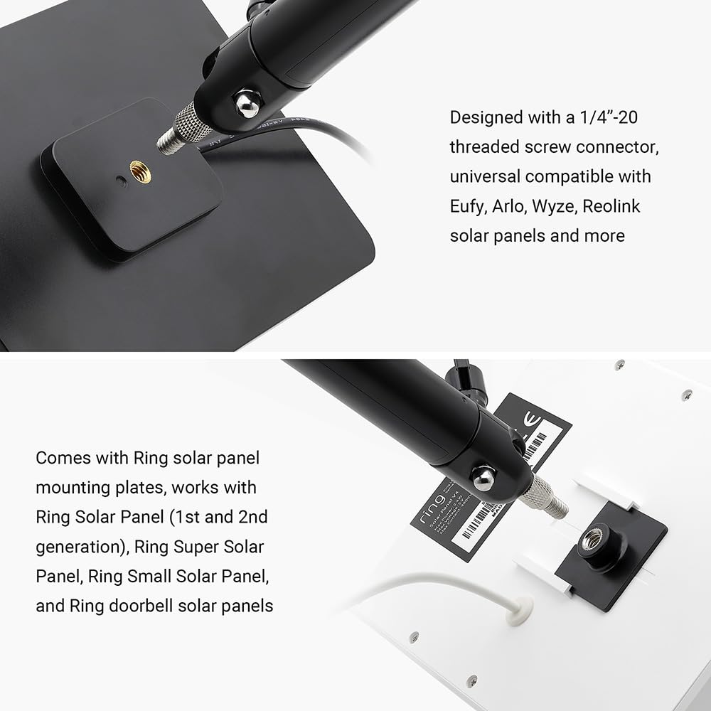 Holicfun Universal Solar Panel Pole Mount For Ring, Eufy, Arlo, Wyze, Reolink Solar Panels And More, No Drilling Required, Exten