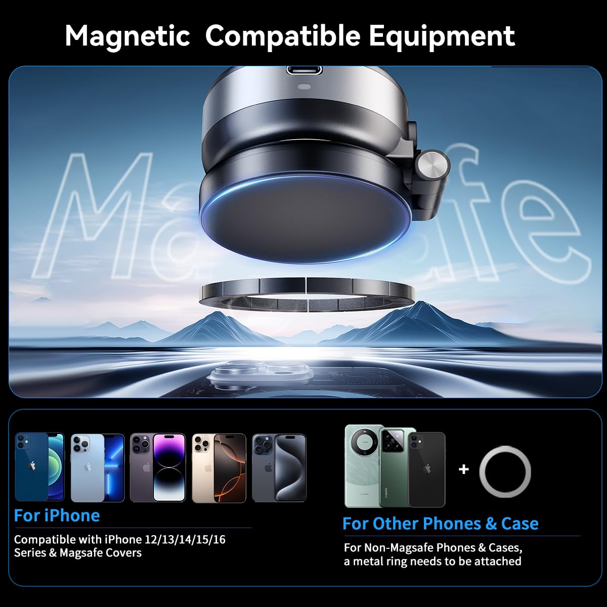 Electric Vacuum Magnetic Suction Phone Holder,Xo Adjustable And Foldable Car Mount,Strong Magnetic Car Phone Holder For Iphone16