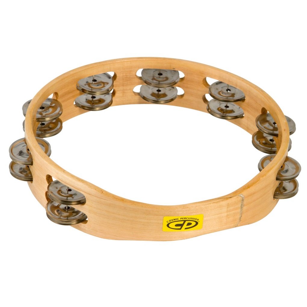 Cp390 10'' Wood Tambourine, Headless, Double Row Jingles