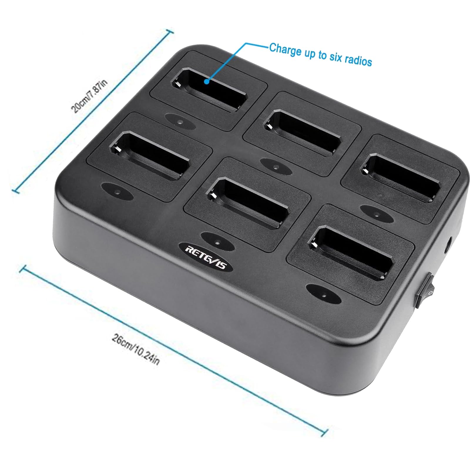 Retevis Rt22 Walkie Talkie Charger, Six Way Charger, Multi Unit Charging Station, Compatible With Retevis Rt22 Rt22S Rb19 Rb19P Rb39 Rb39P Walkie Talkie (1 Pack)