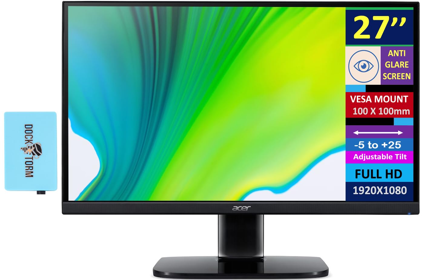 Acer Kb272 E0 Freesync Zero Frame Monitor 27'' Fhd Ips (1920X1080) 100Hz Display, Vesa Mount (100X100Mm), Ideal For Home & Busin
