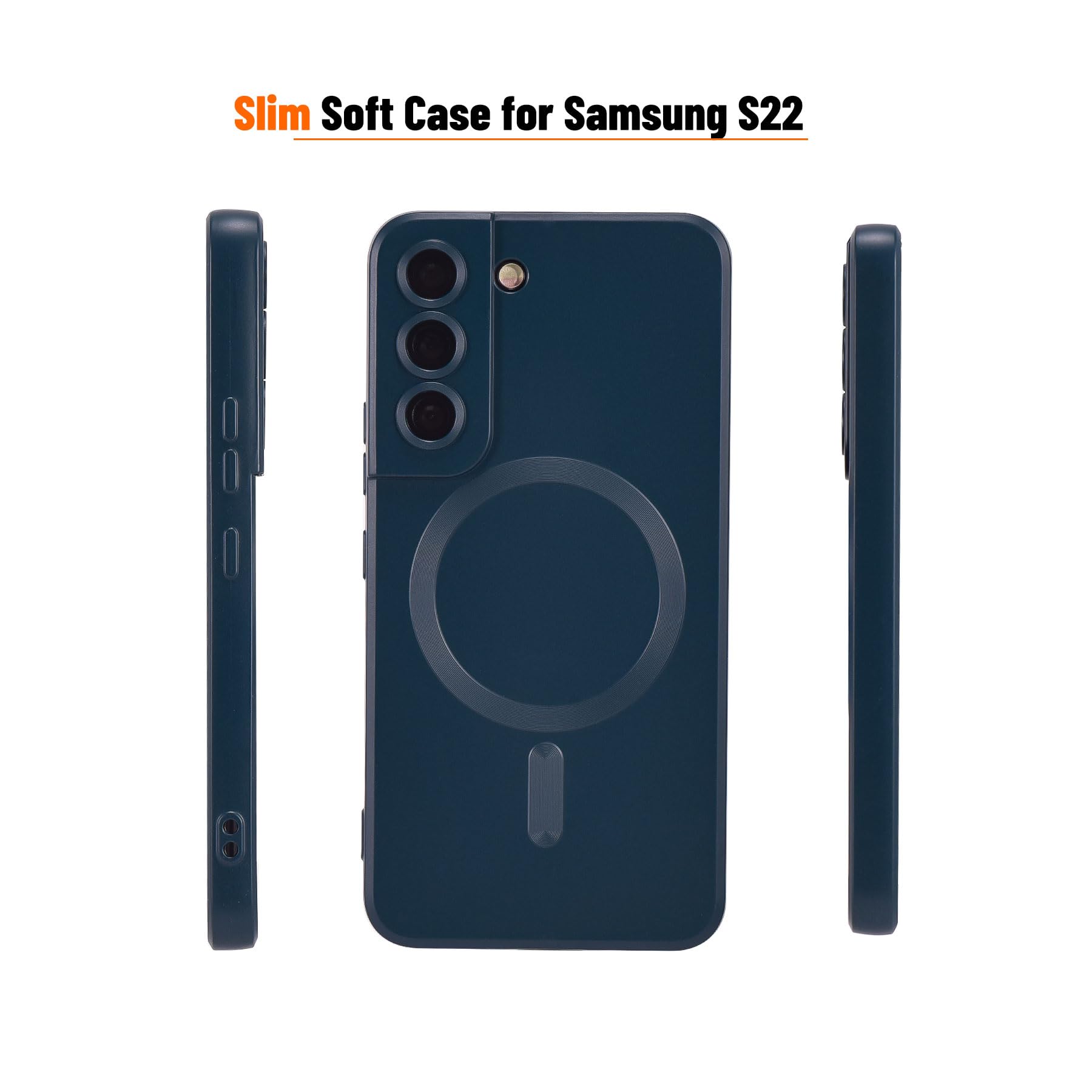 Yetagso Magnetic For Samsung Galaxy S22 Case,Soft Silicone Samsung Galaxy S22 Phone Case With Camera Protection,Anti Scratch Sam