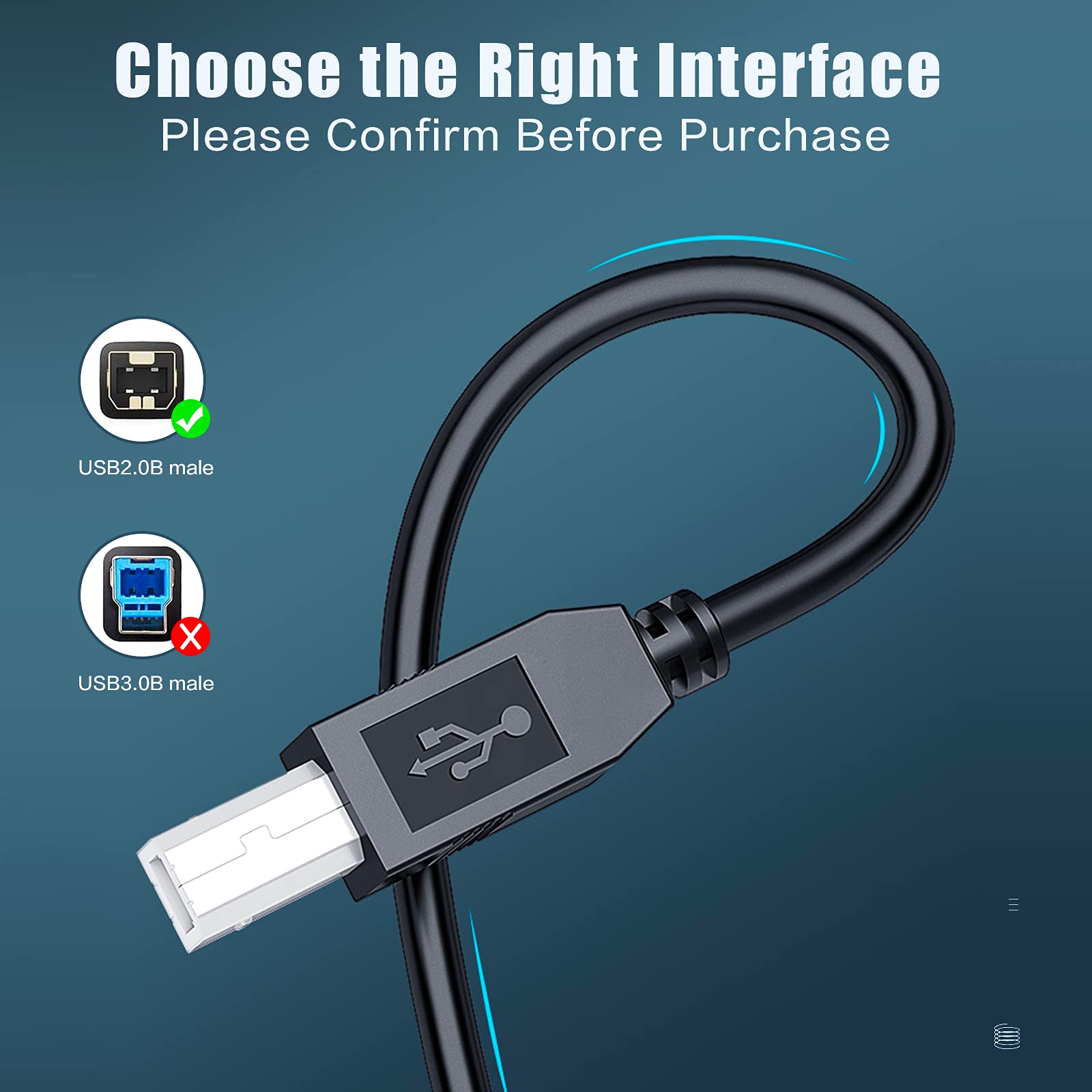 Inovat Replacement 10Ft Usb A Male To B Male Cable Cord Data Transfer Host Cable Cord For Akai Mpk25 Mpk49 Mpk61 Mpk88 Professio