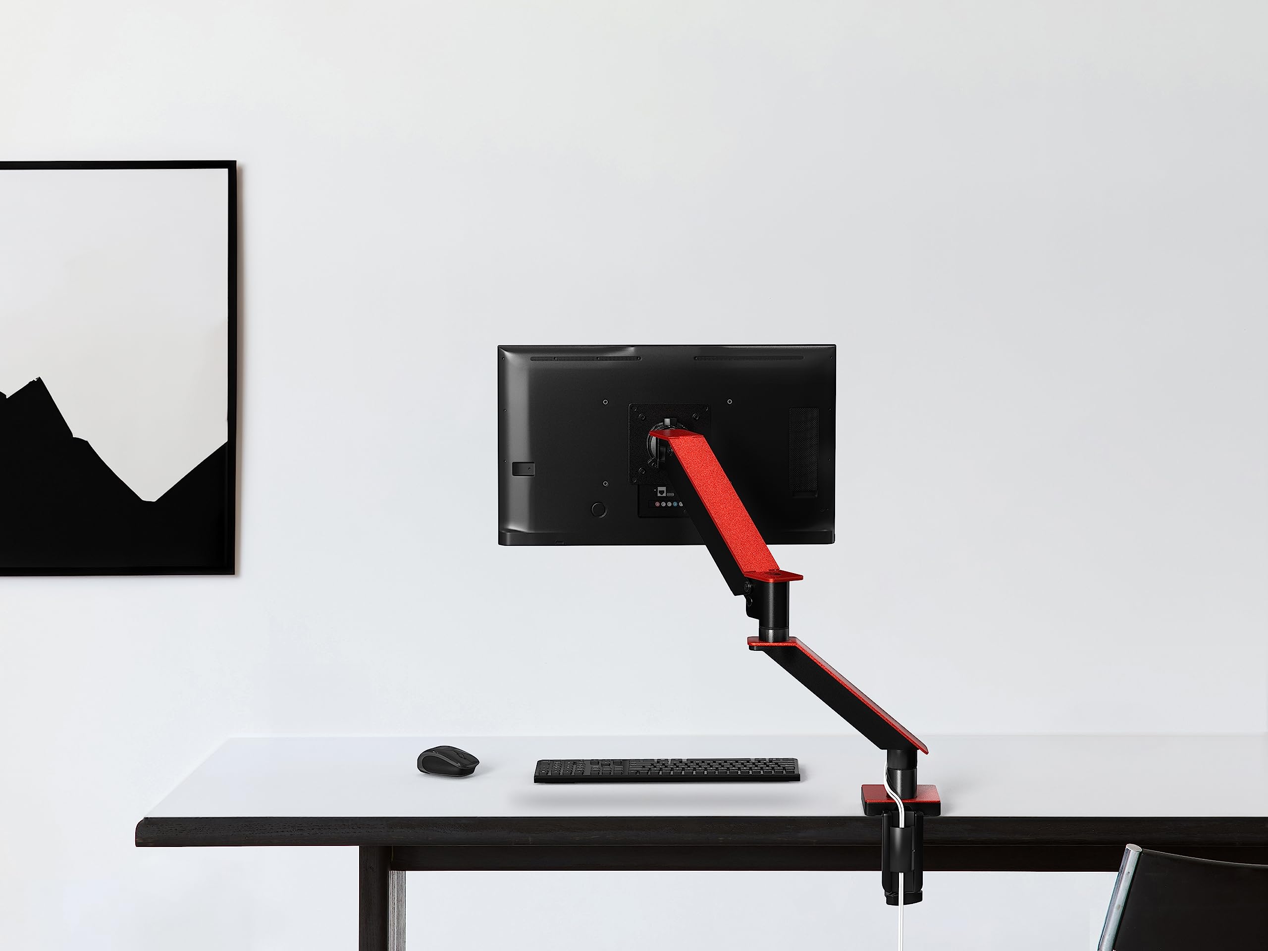 Red Single Monitor Arm Mount - Cta Red Monitor Mount For 23 To 35 Monitors - W/Dual Usb 3.0 Hub Ports & Arm Clamp For Desks - Re