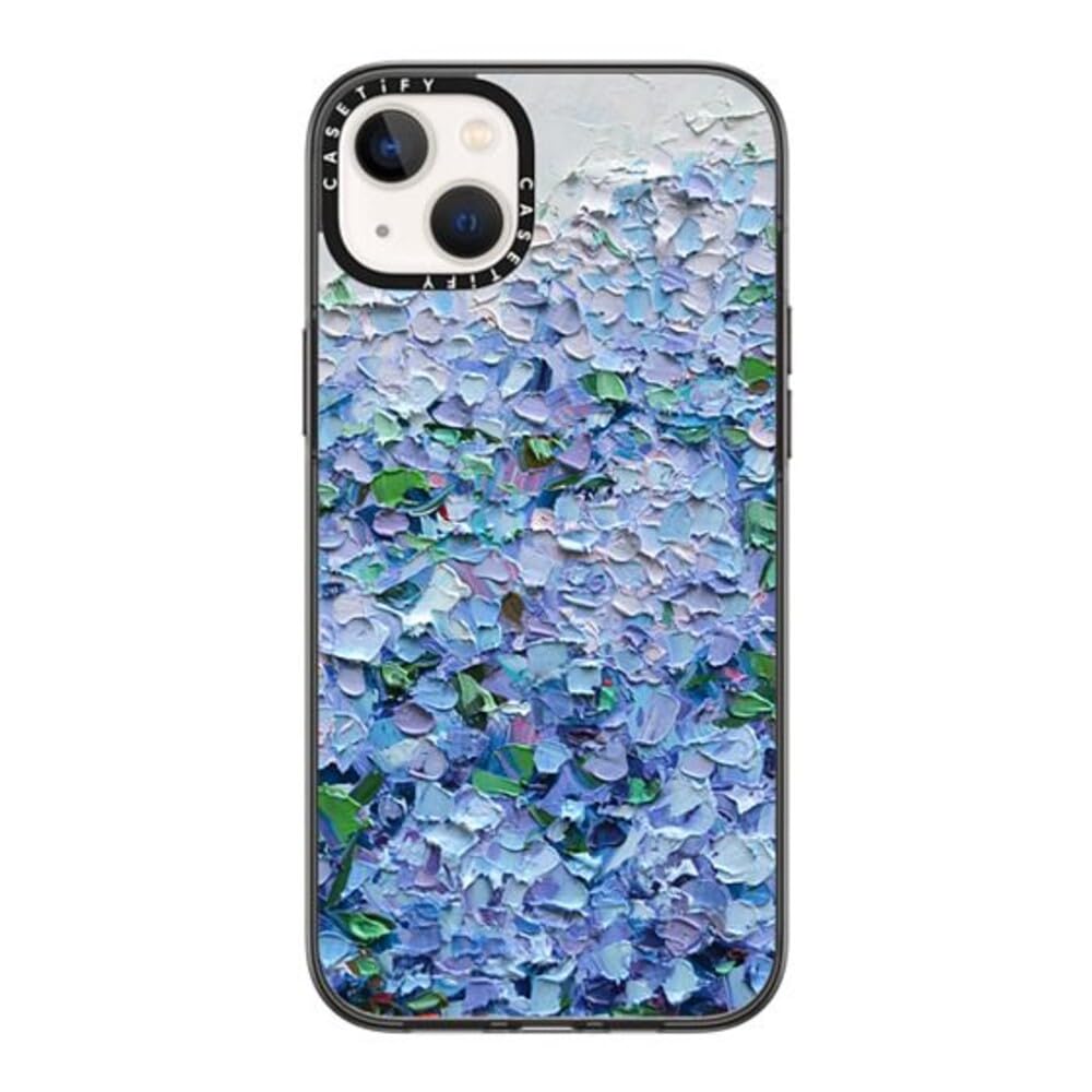 Casetify Compact Iphone 14 Plus Case [2X Military Grade Drop Tested / 4Ft Drop Protection]   Nantucket Blue Hydrangeas   Clear B