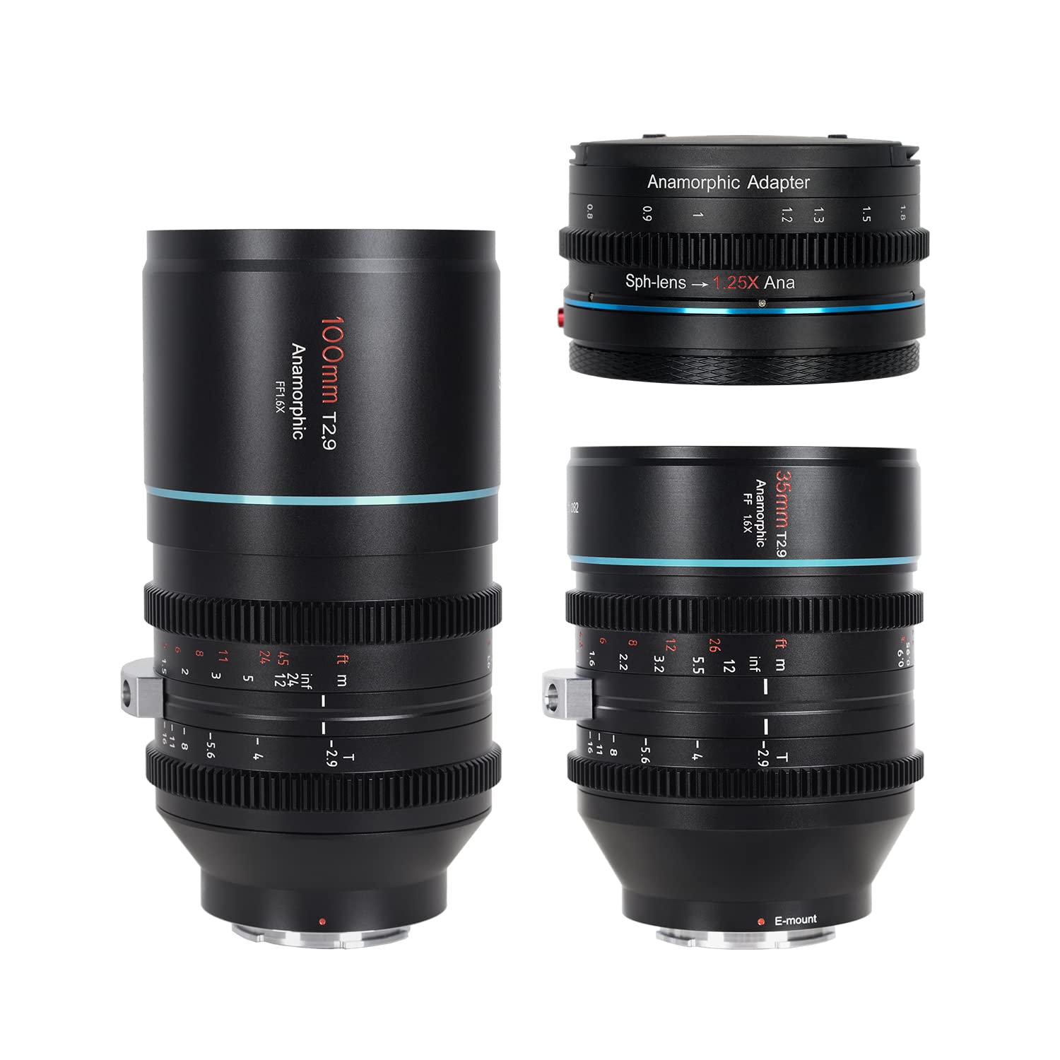 Sirui T2.9 1.6X Full Frame L Mount Anamorphic Lens Set With 1.25X Anamorphic Adapter (35Mm,100Mm)