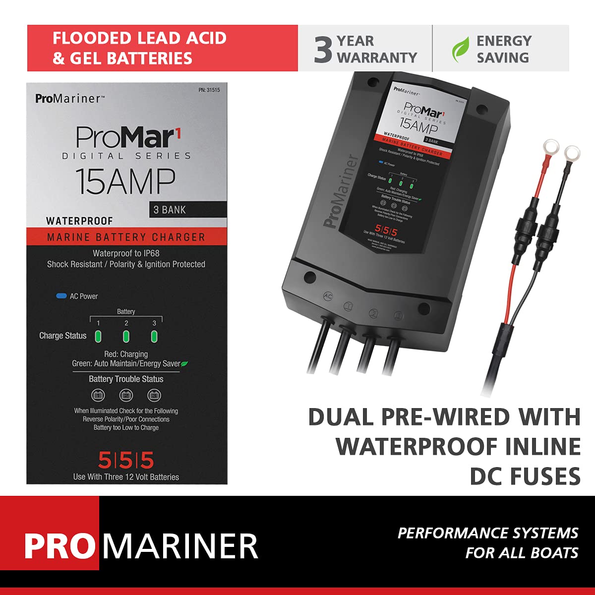 Promariner 31515 Promar1 Ds Generation 3 Digital Battery Charger   15 Amp, Black, Standard