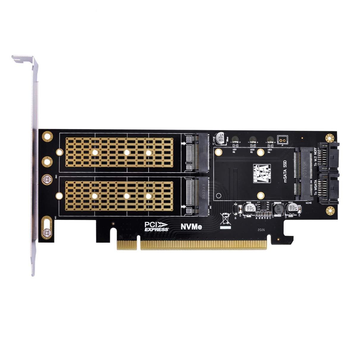 Xiwai Pci Express Pci E 3.0 & Dual Sata To Ngff Nvme Msata M Key B/M Key Ssd Card Adapter 3In1
