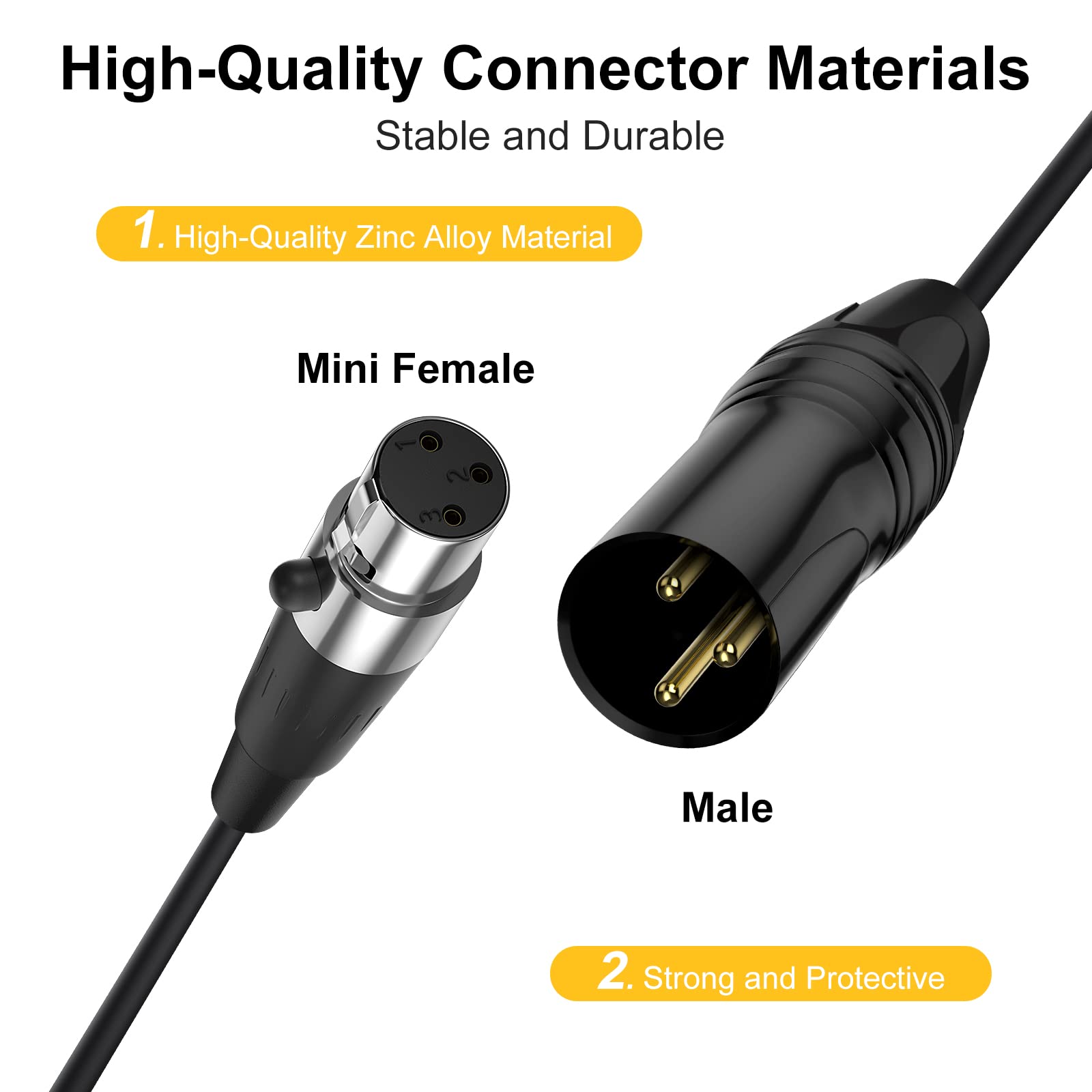 Ebxya Mini Xlr Female To Xlr Male Cable 2 Pack, 3 Pin Mini Xlr Patch Cable Adapter For Bmpcc 4K Camera Video Assist 4K Sharp 8K,